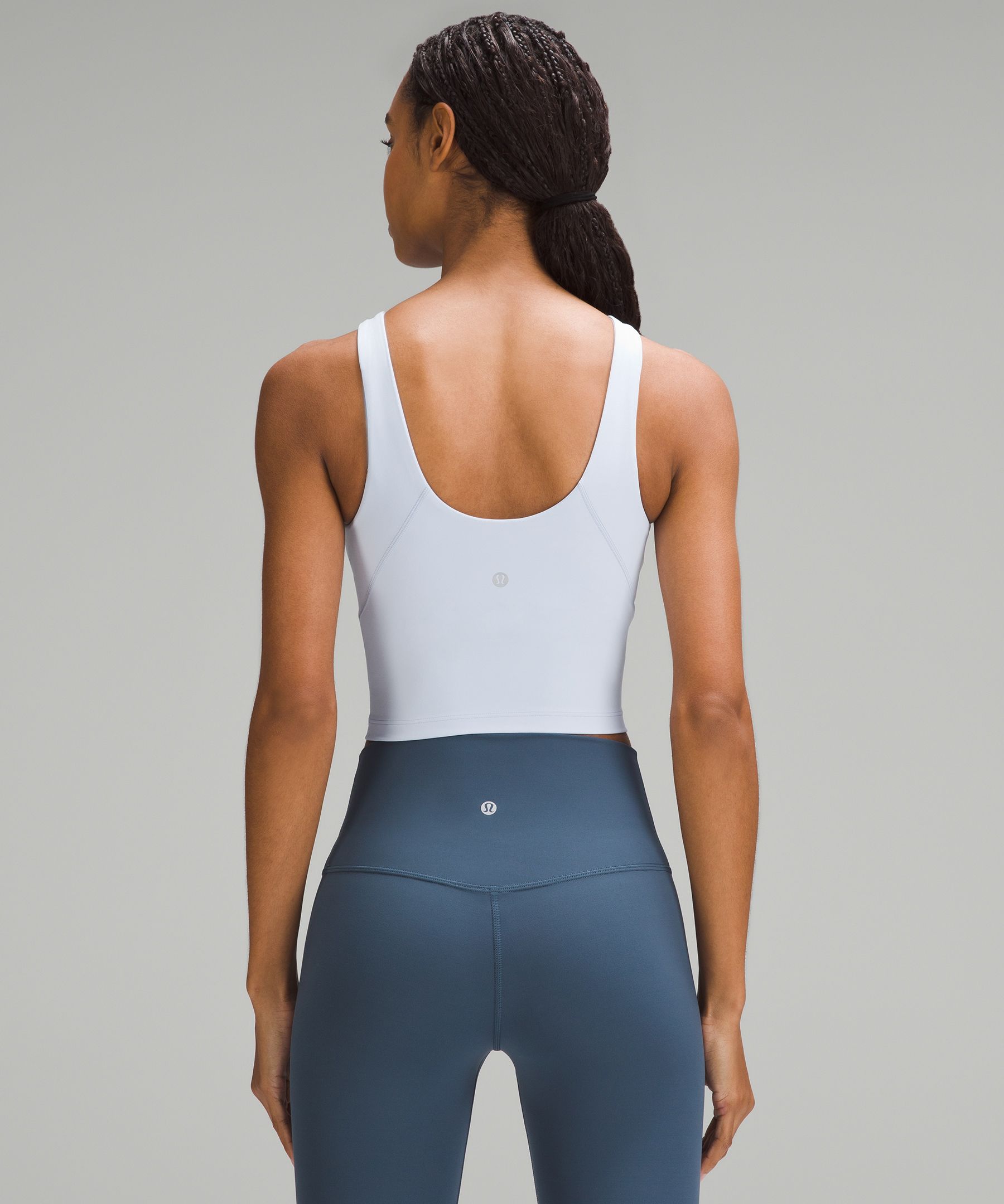Lululemon Muscle Love Cropped Tank Top Fade In City Grit White Blue Fog
