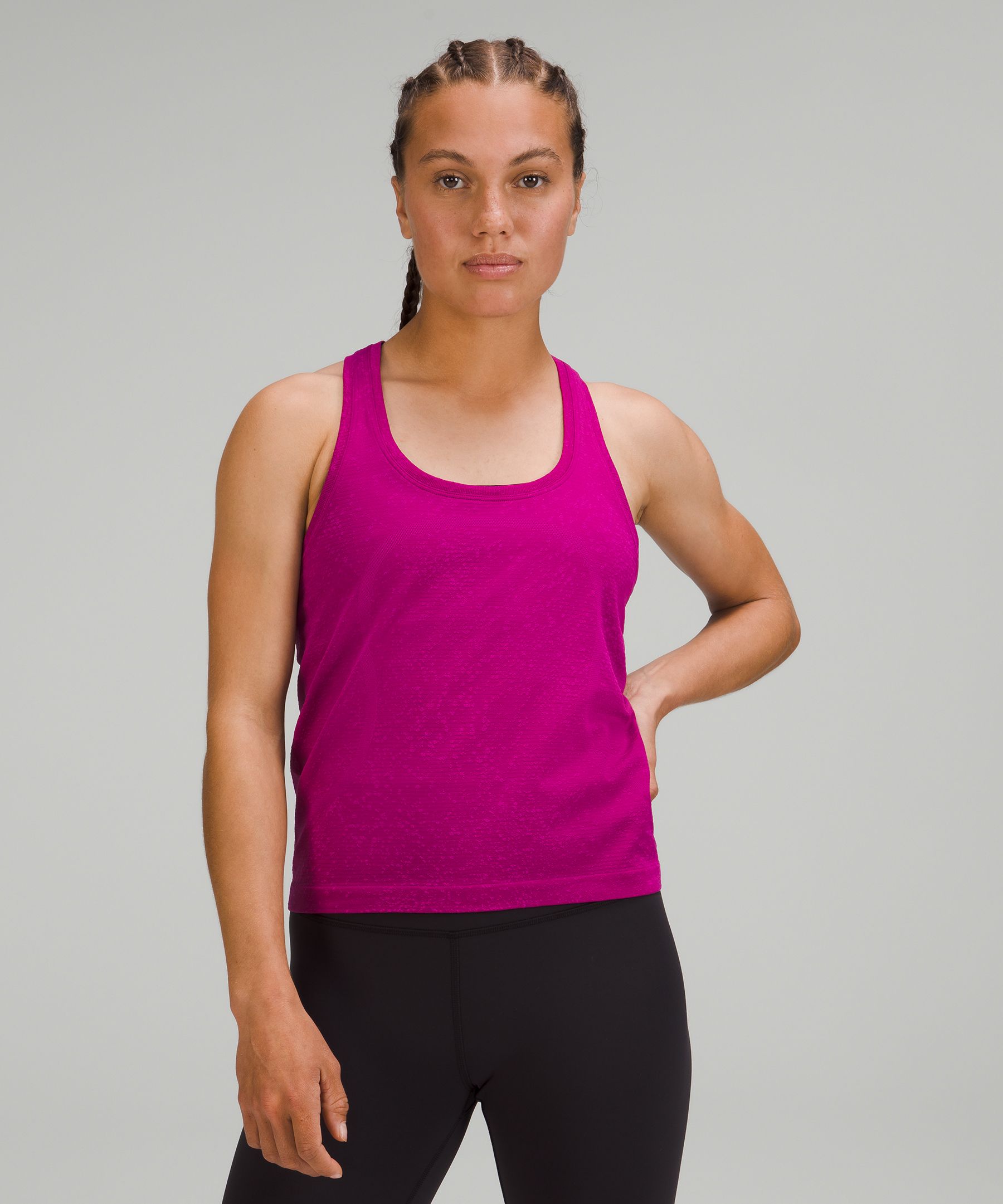 Lululemon Swiftly Tech Racerback Tank Top 2.0 Race Length In Distorted Noise Neon Magenta Purple/purple Highlight