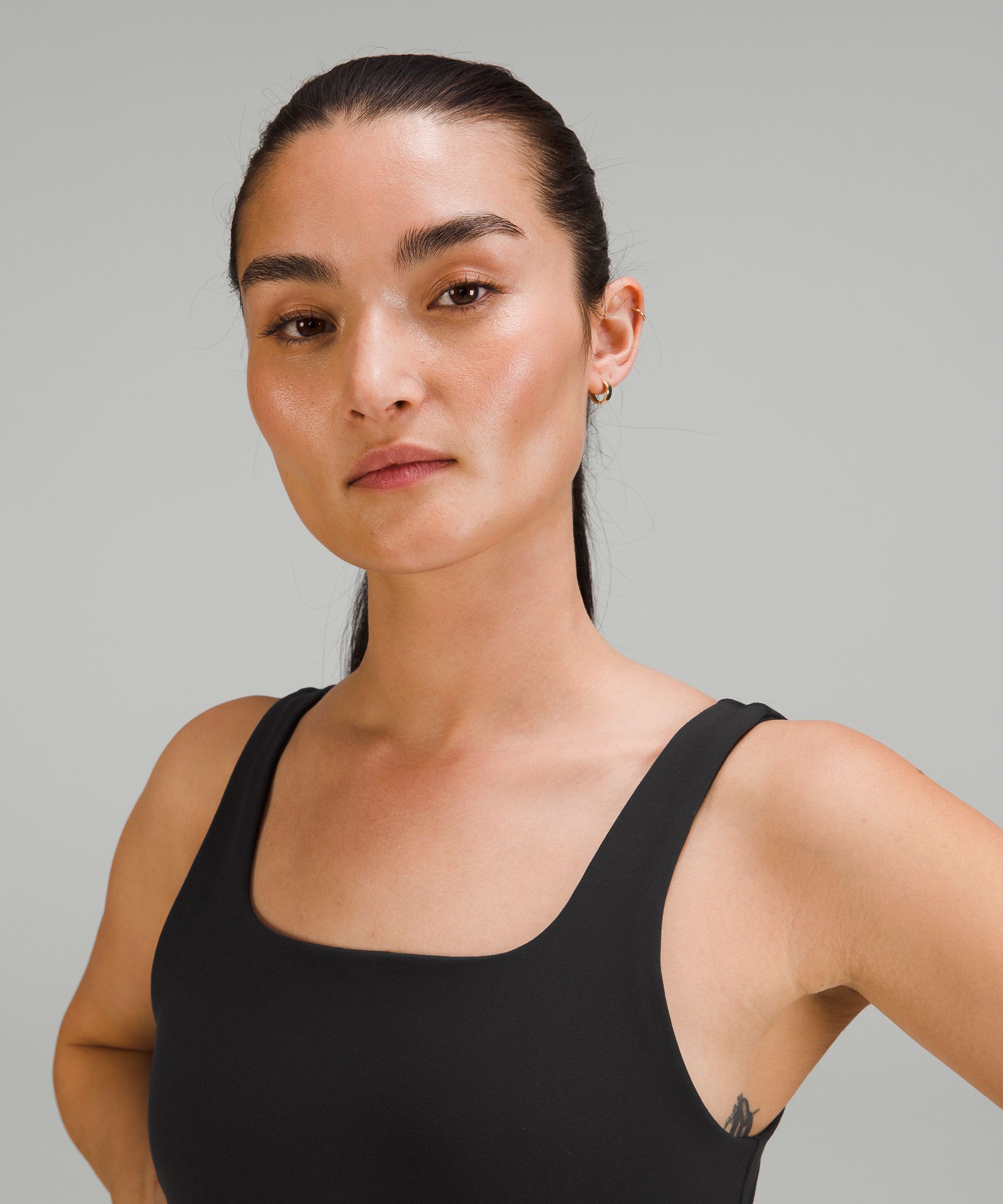 Nulu and Mesh-Back Shelf-Bra Yoga Tank Top