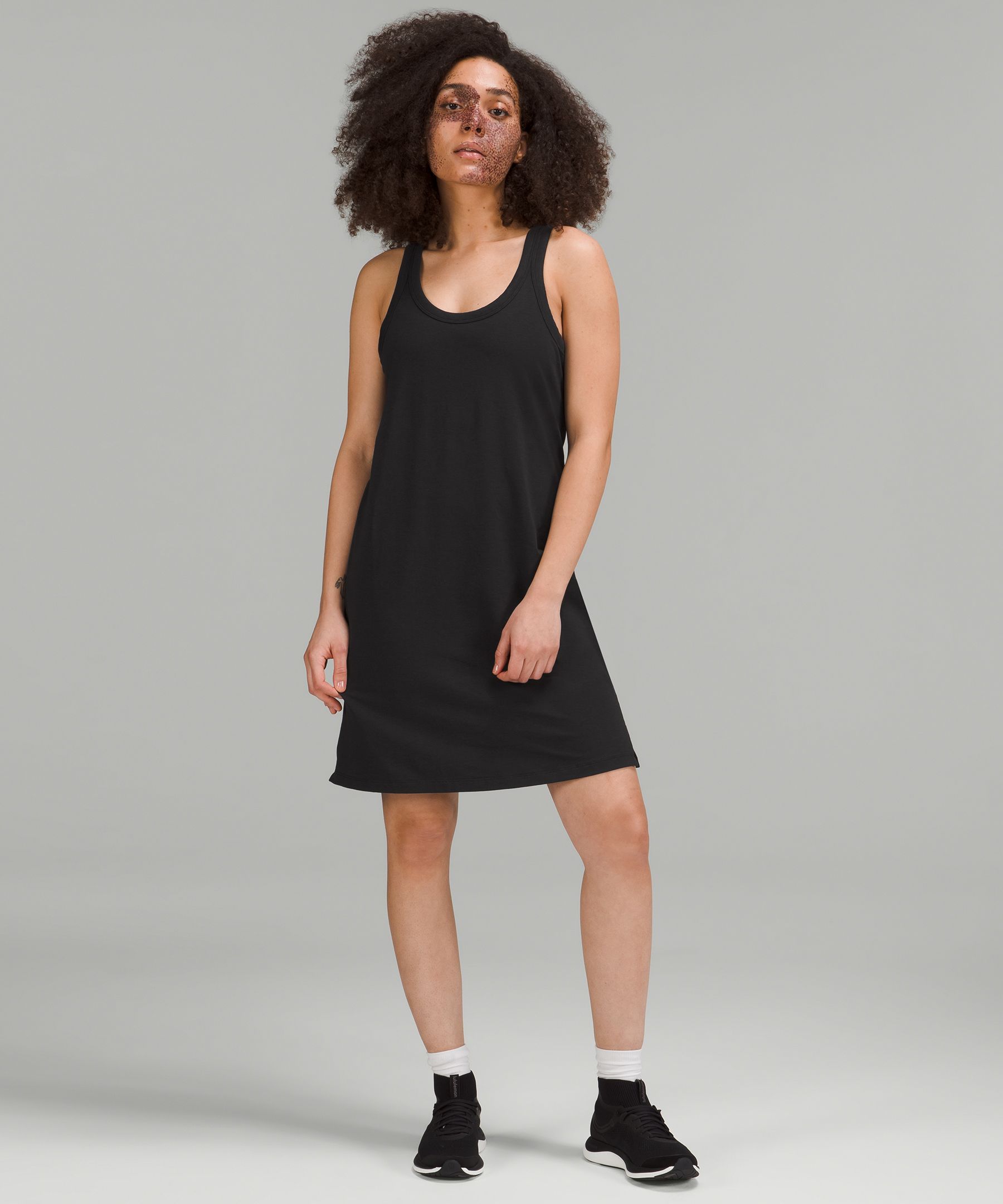 Lululemon Classic-fit Cotton-blend Scoop Dress In Black