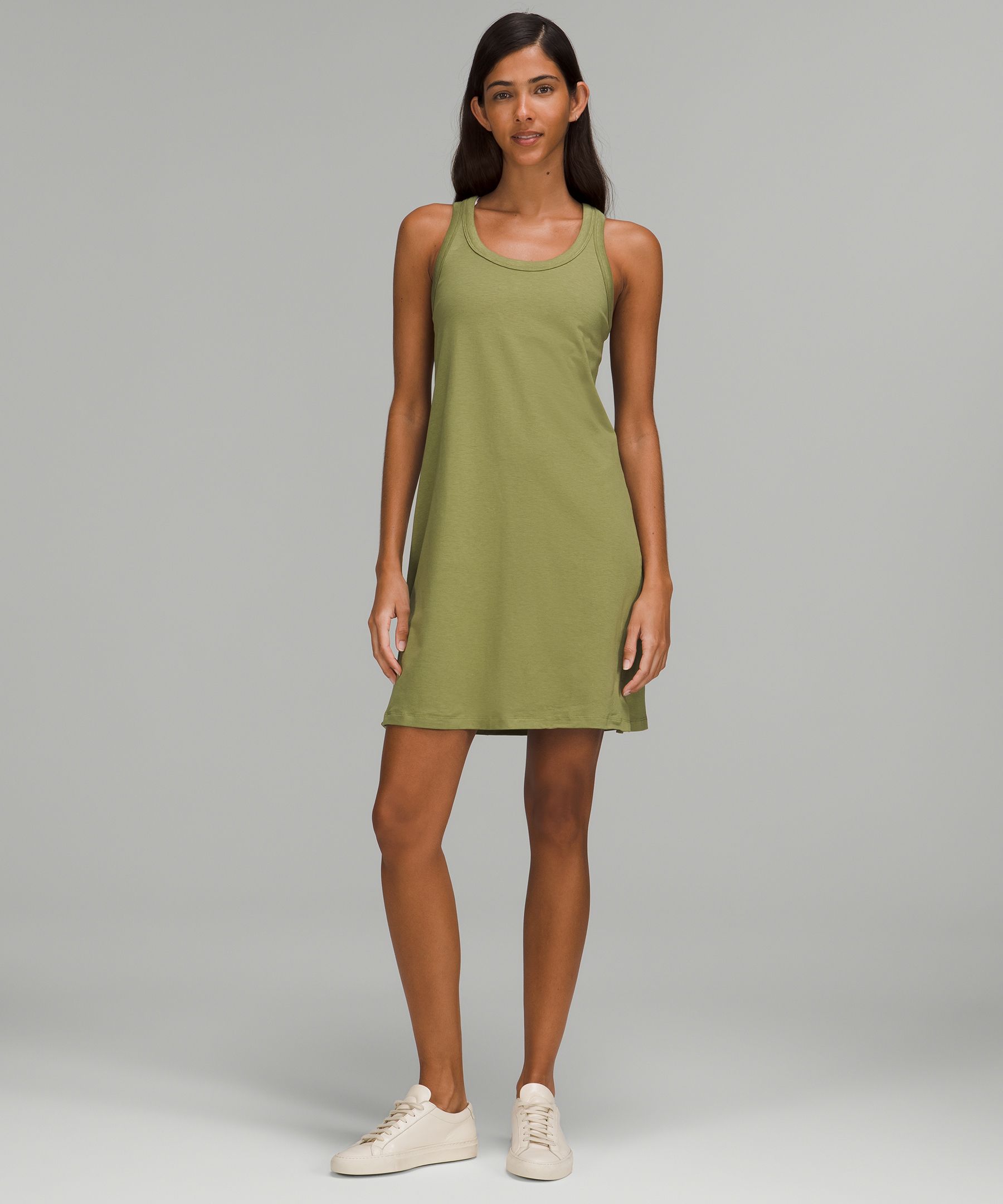 Lululemon Classic-fit Cotton-blend Scoop Dress In Bronze Green