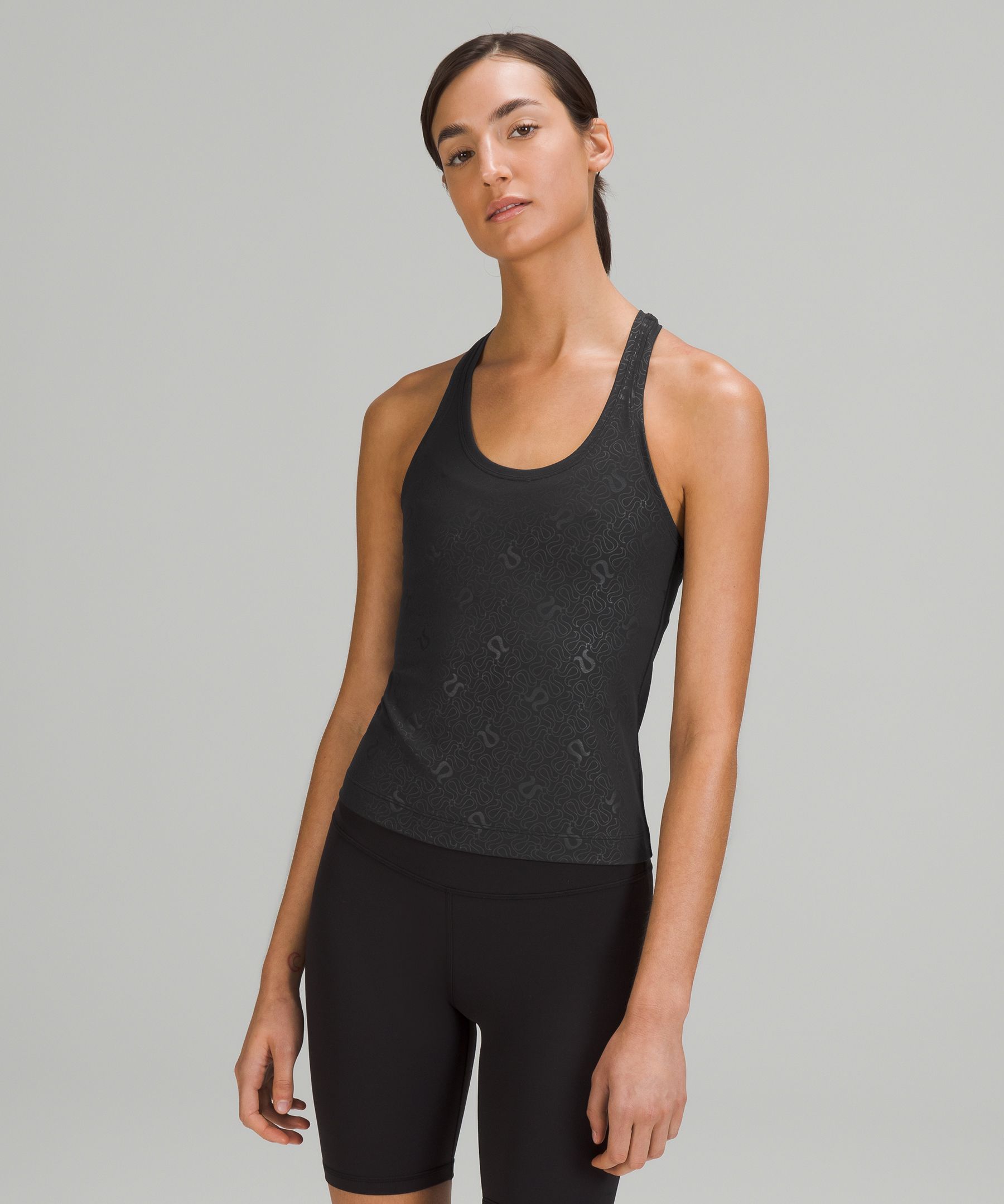 Lululemon Cool Racerback Short Tank Top Nulu In Yogo Emboss Black
