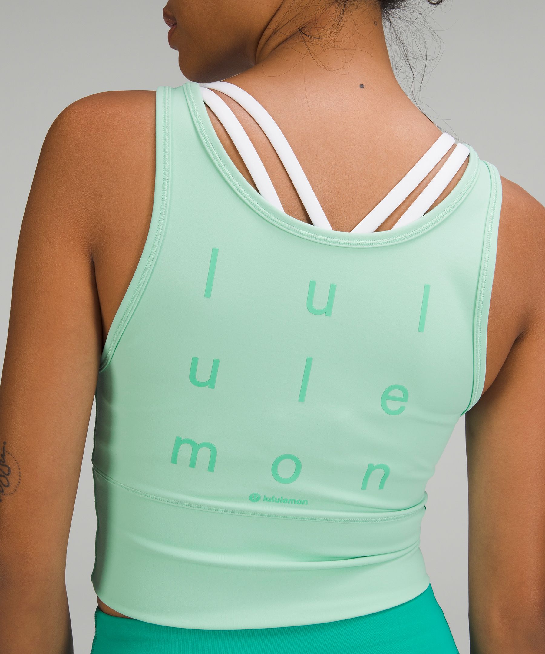 Lululemon Logo Elastic Everlux Shelf Tank Top - Black / Trench