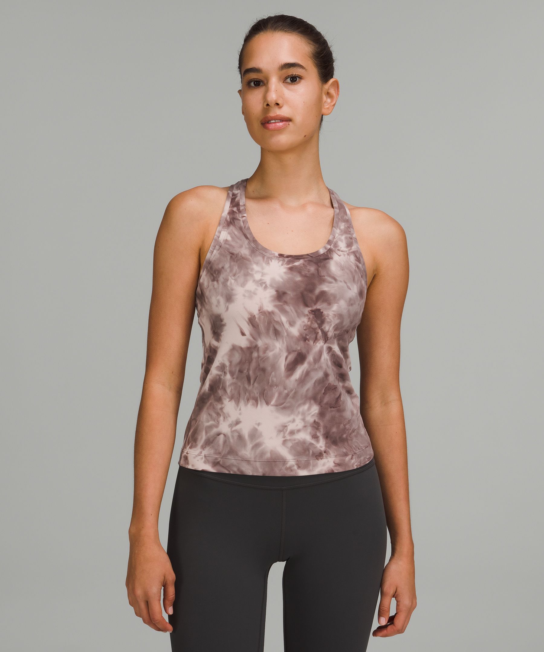 Lululemon Cool Racerback Short Tank Top Nulu In Diamond Dye Mink Bery Lunar Rock Shadow Grey