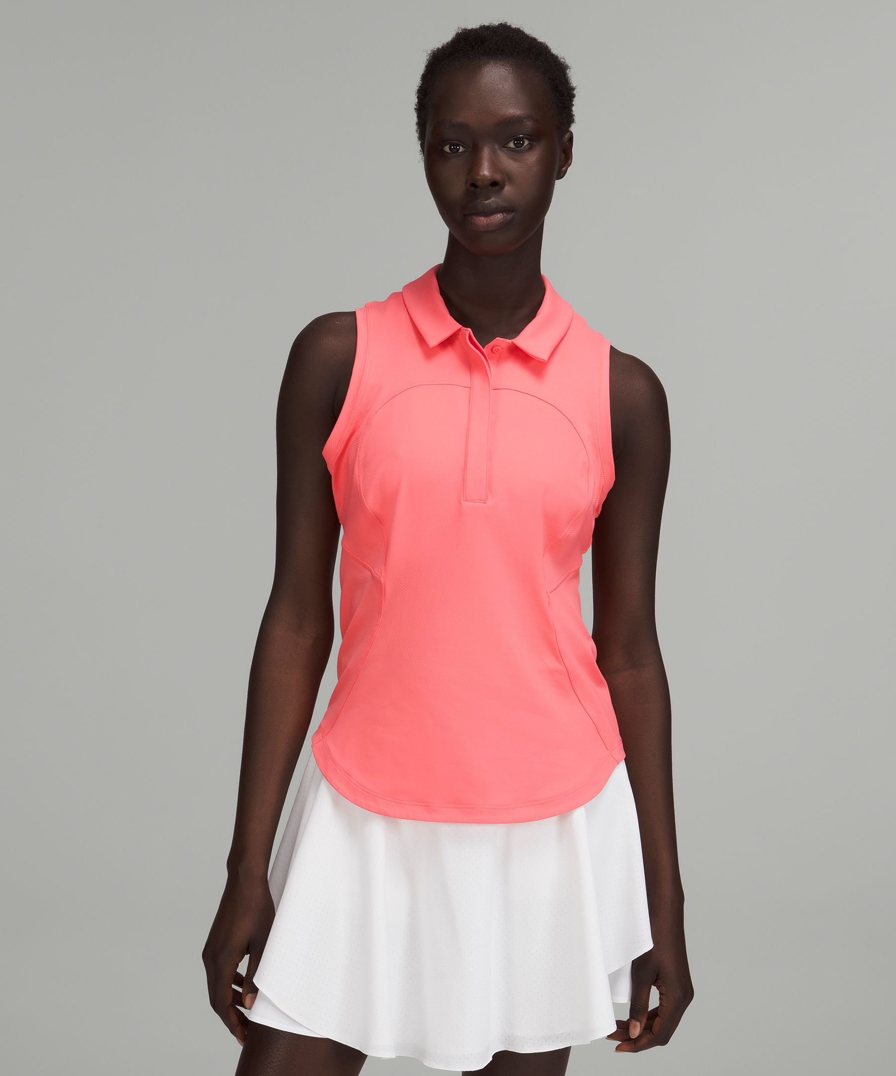 Lululemon Quickdrying Sleeveless Polo Shirt In Raspberry Cream ModeSens