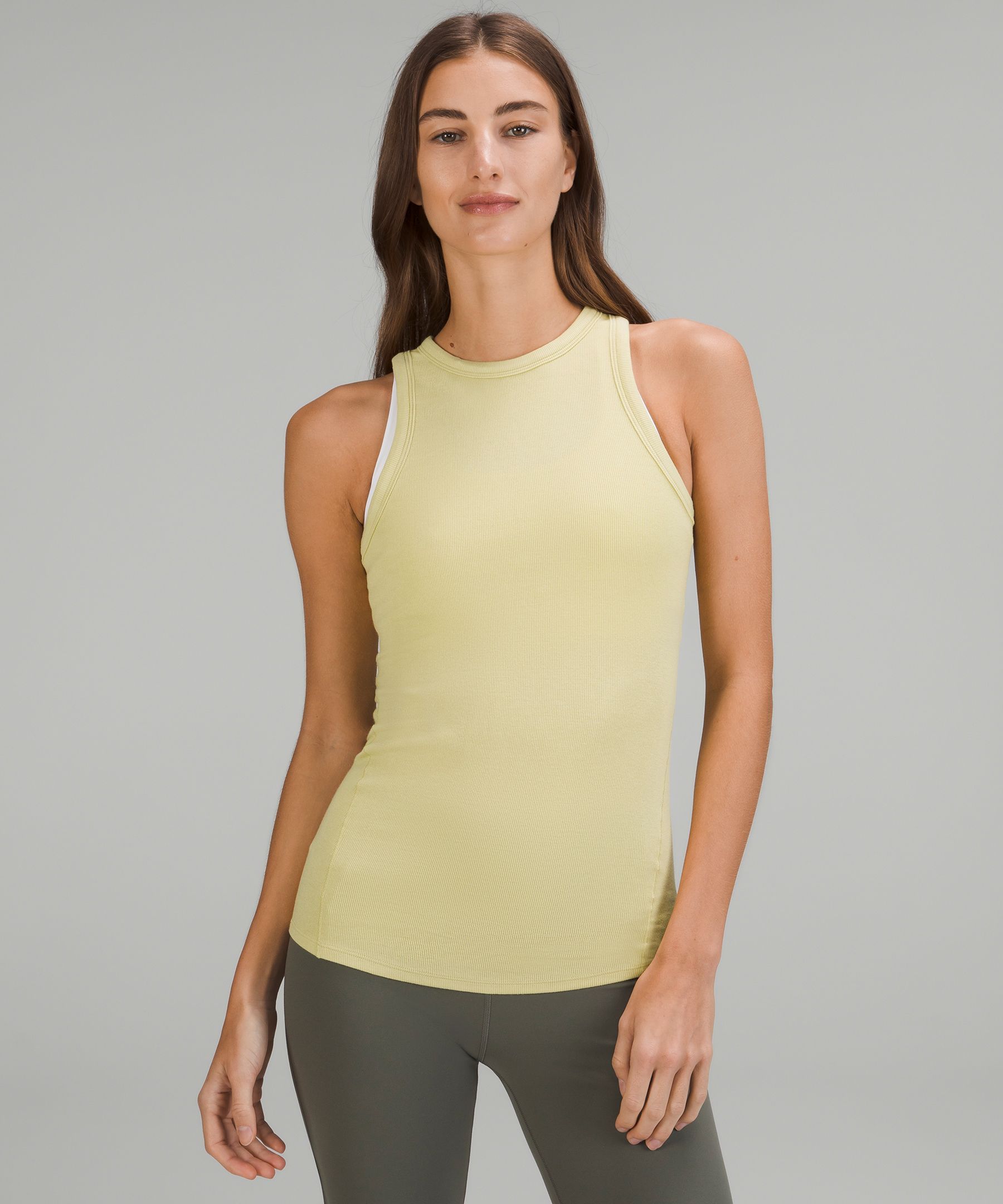 Lululemon Hold Tight Cropped Tank Top - White/Neutral - Size 10 Ribbed Modal Fabric