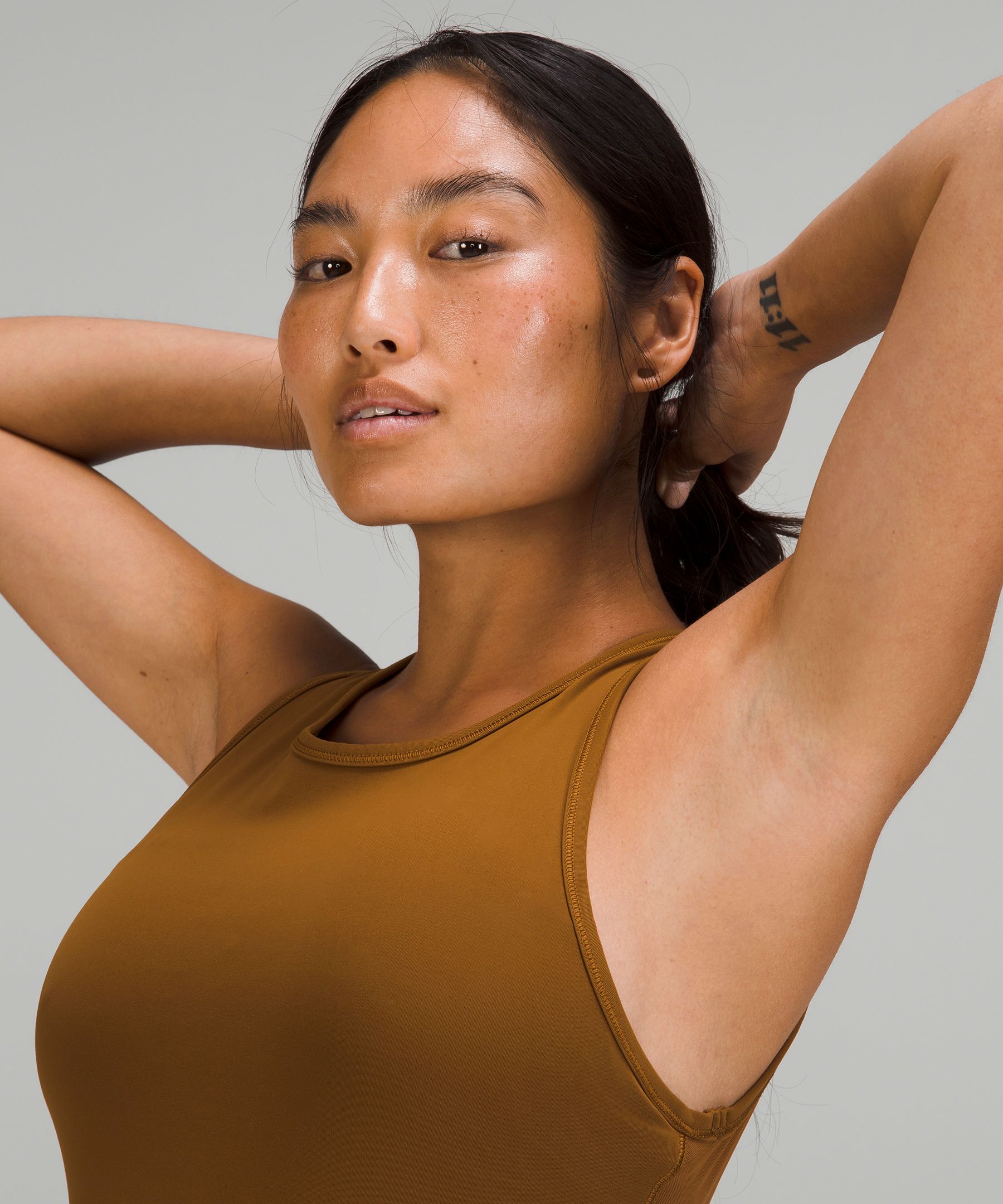 Lululemon Mesh-back Training Cropped Tank Top In Rich Caramel