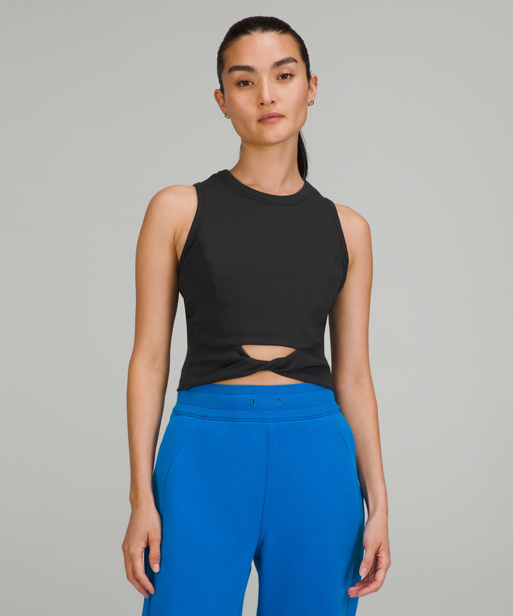 Black Cotton Rib Super Crop Tank Top by SKIMS on Sale