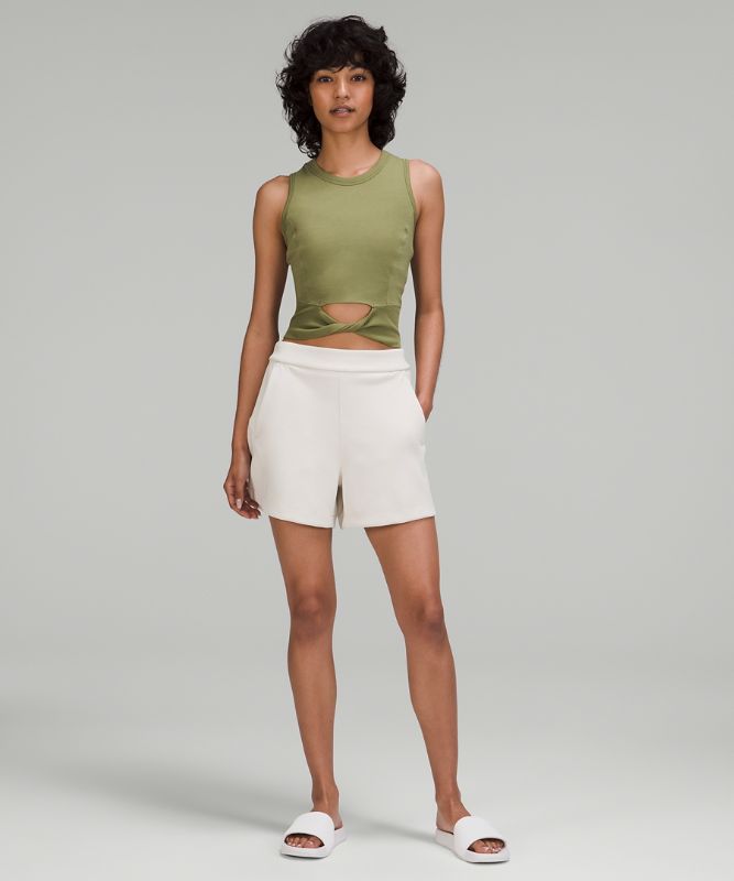Cropped Cotton Ribbed-Band Tank Top