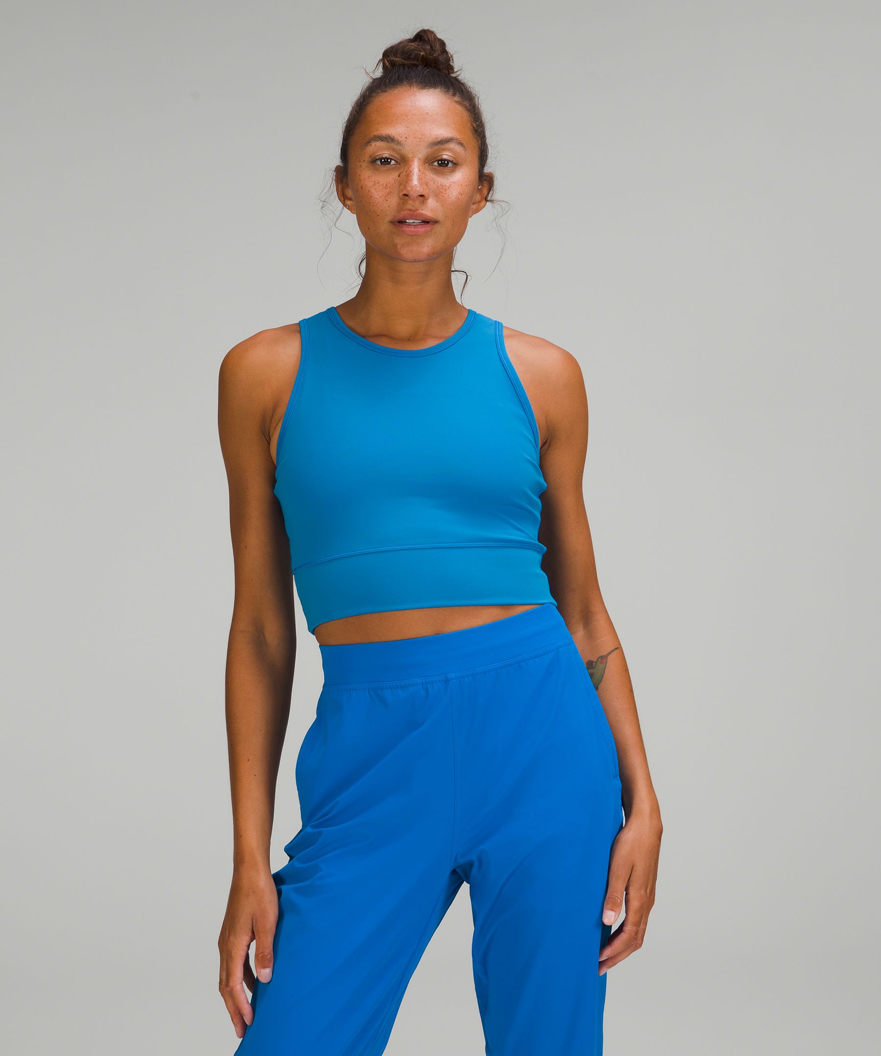 Mesh Back Cropped Train Tank Top