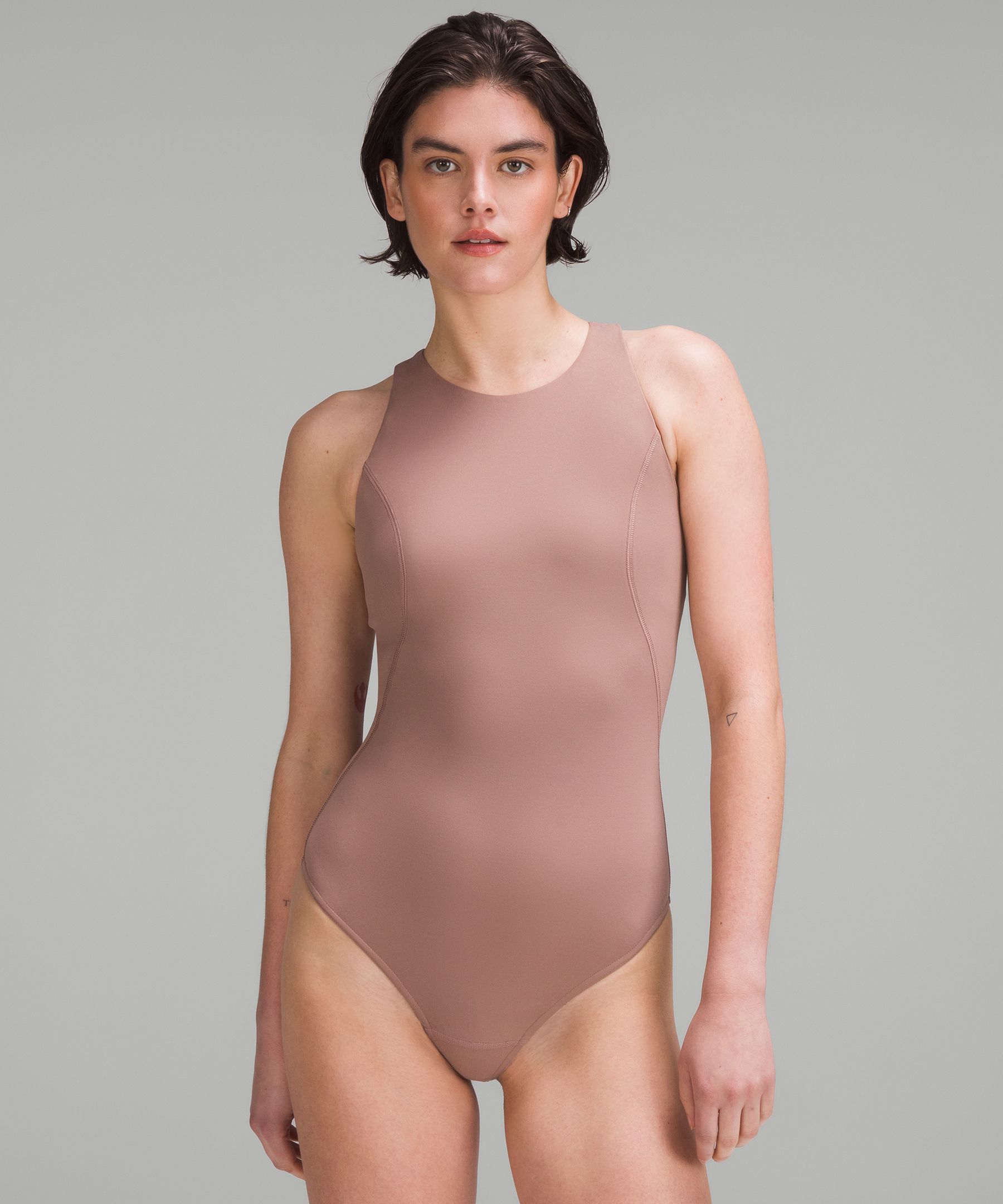 High-Neck Tight-Fit Shelf Bodysuit