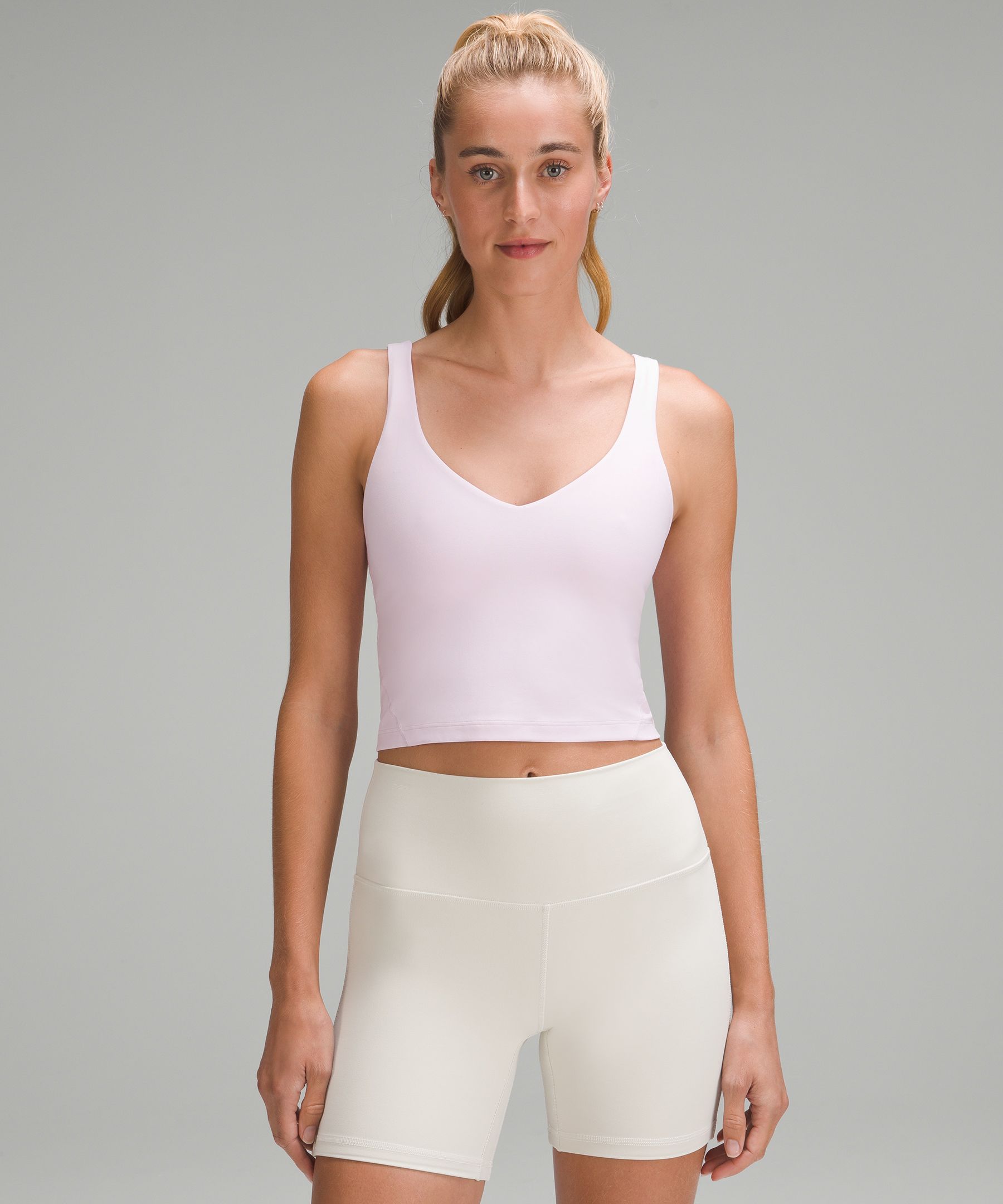 Lululemon Womens Lip Gloss Align Cropped Stretch-woven Top In