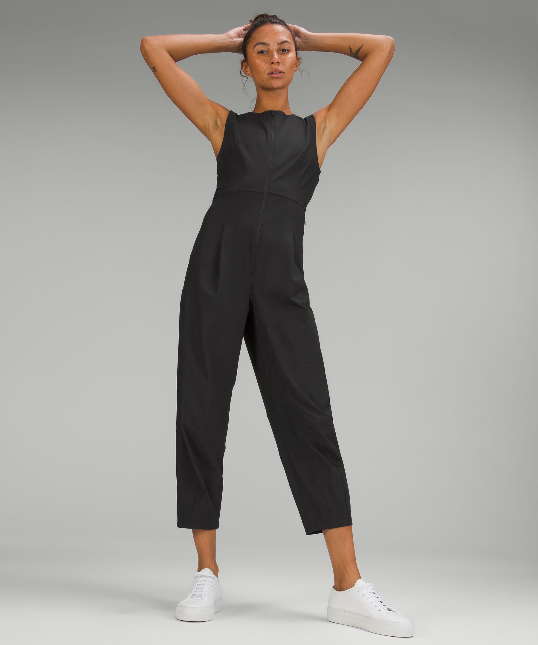 Shape Black Stretch Front Sleeveless Jumpsuit