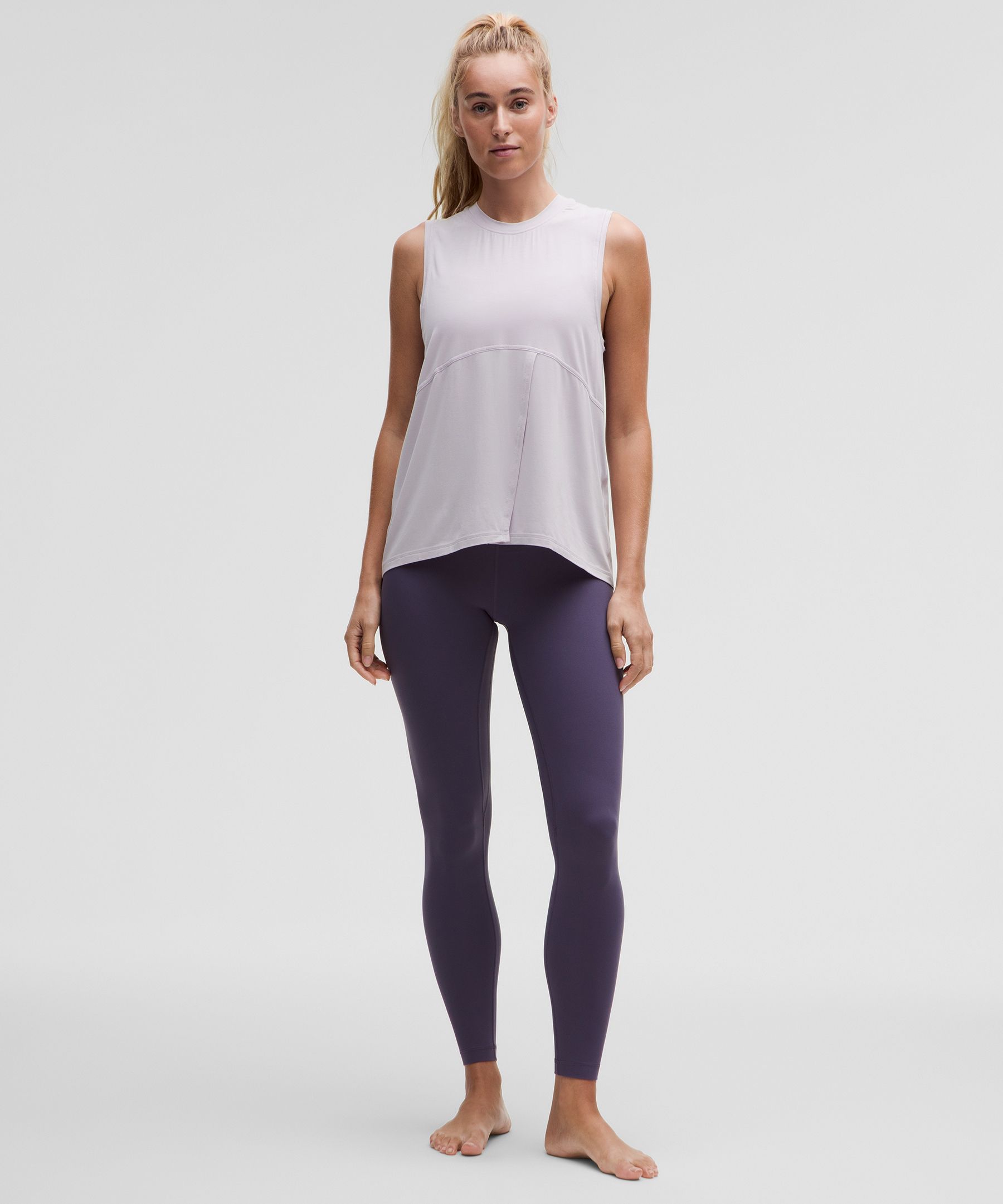 Modal-Silk Blend Tie-Front Yoga Tank Top