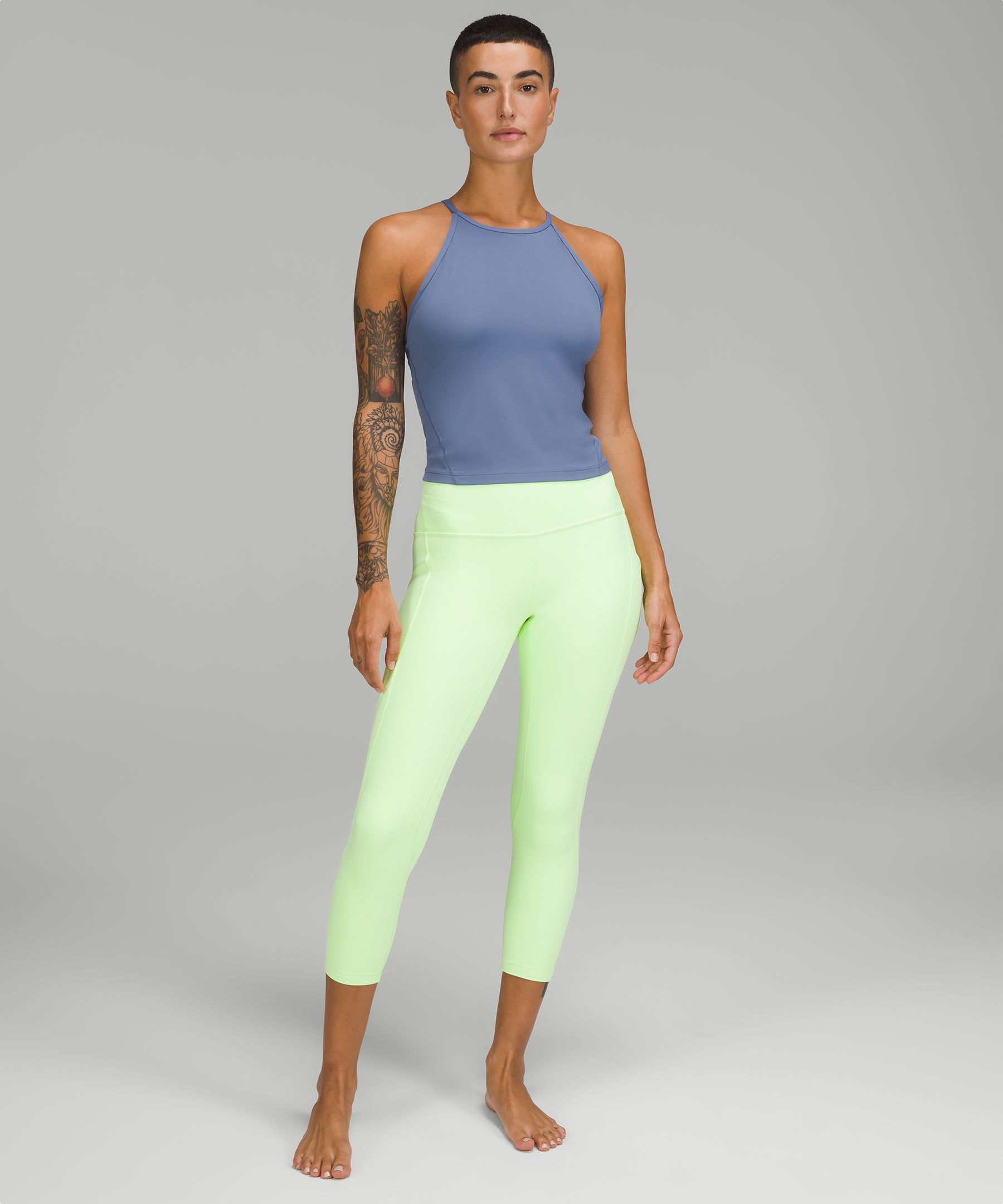 Sleeveless High Neckline Yoga Top Gym Stacked Leggings Women′ S