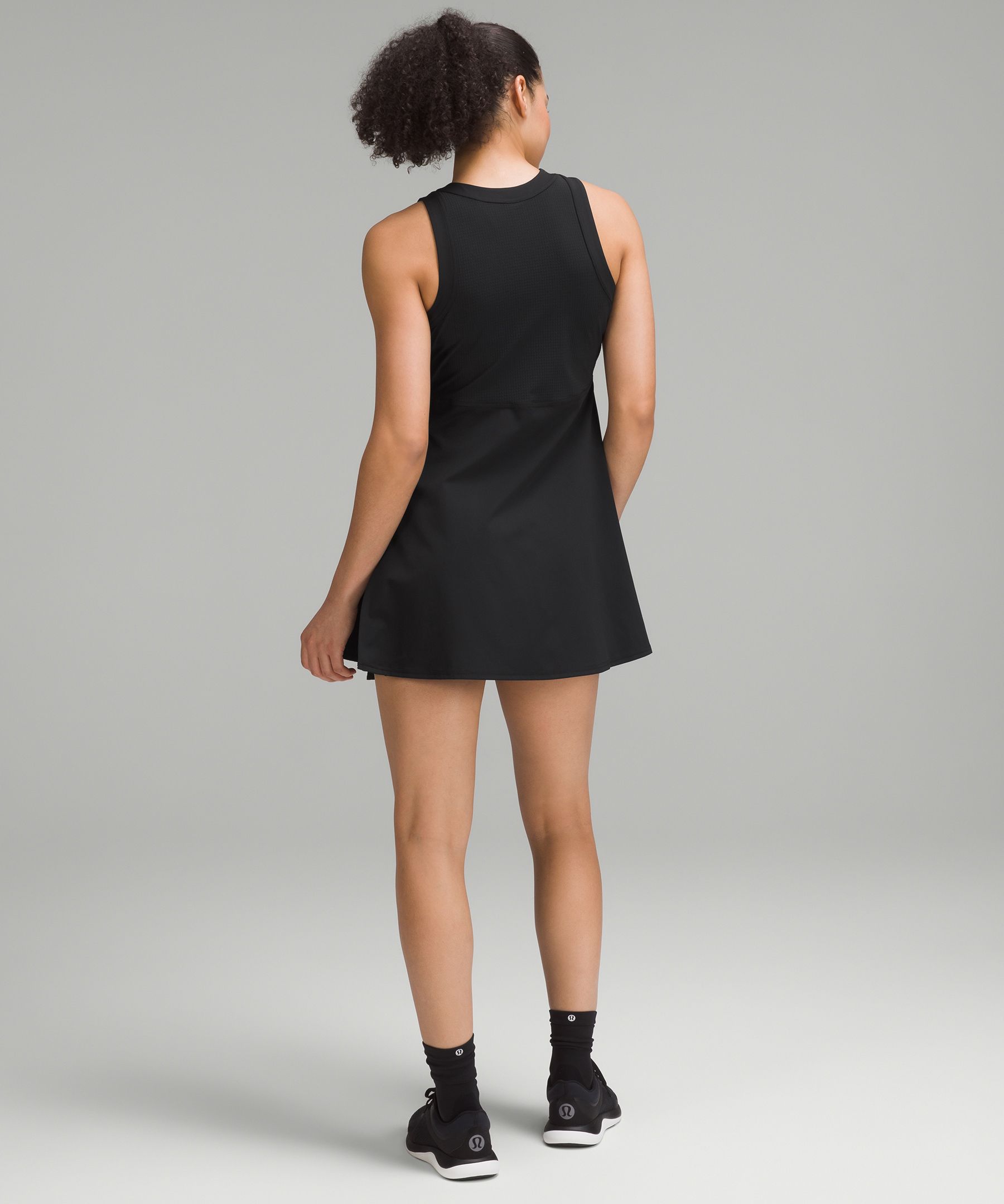 Shop Lululemon Grid-texture Sleeveless Linerless Tennis Dress