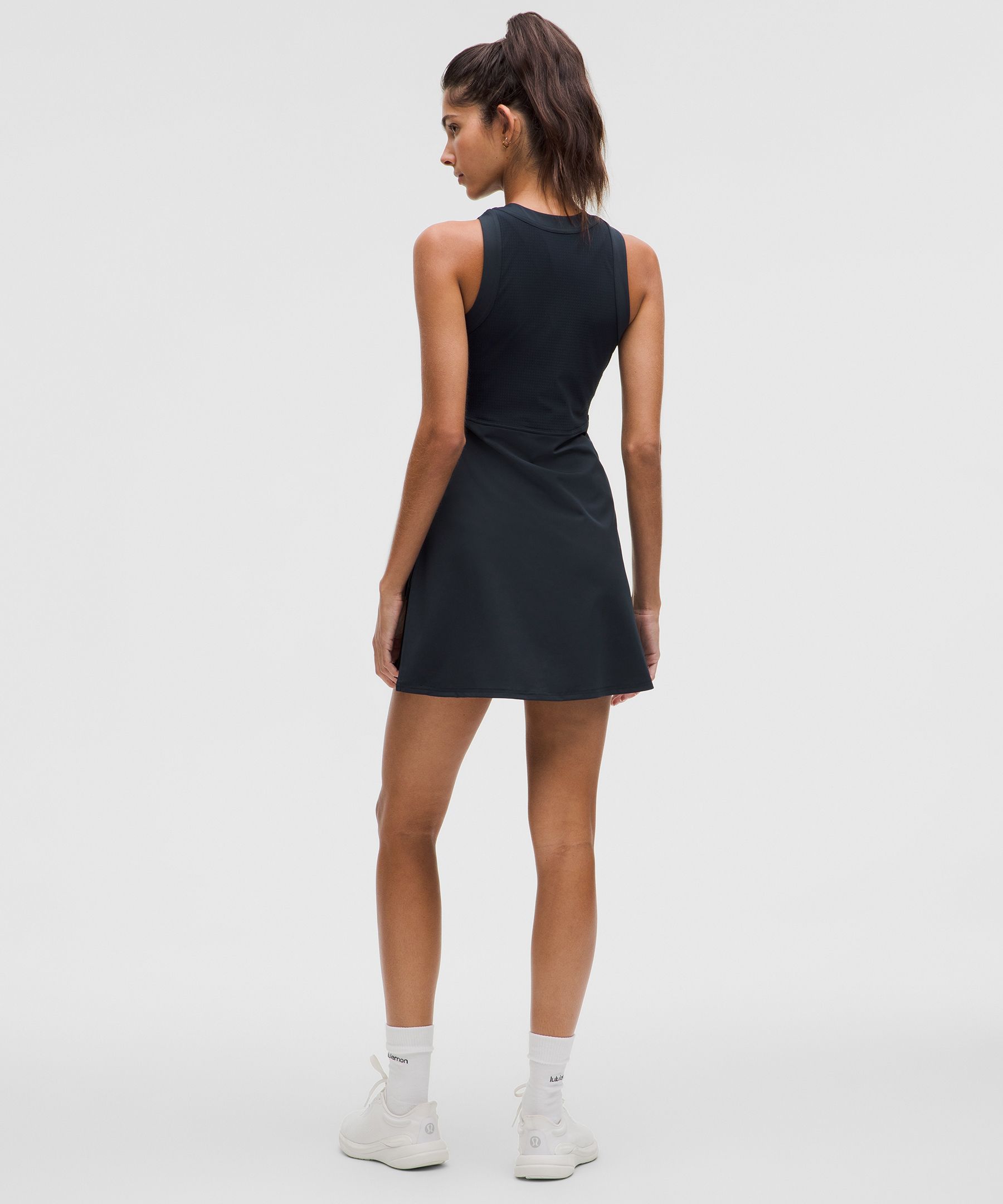 Shop Lululemon Grid-texture Sleeveless Tennis Dress