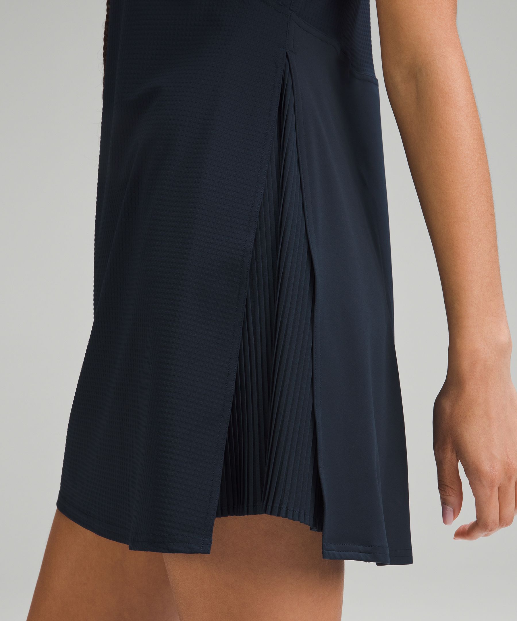 Shop Lululemon Grid-texture Sleeveless Tennis Dress