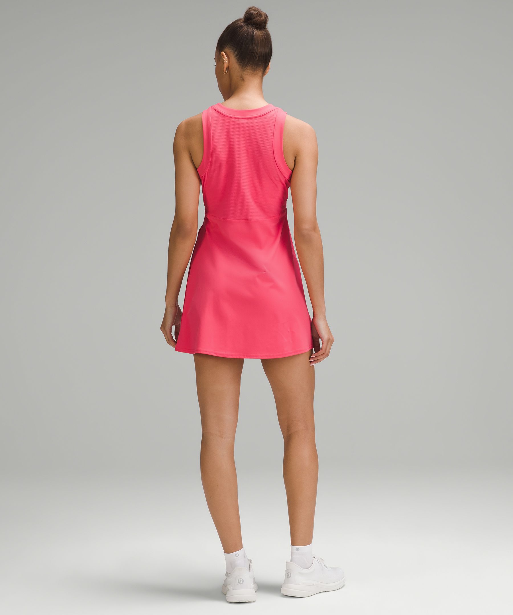 Shop Lululemon Grid-texture Sleeveless Linerless Tennis Dress