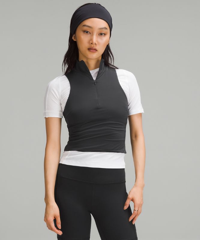 Tight-Fit Lined Half-Zip Tank Top