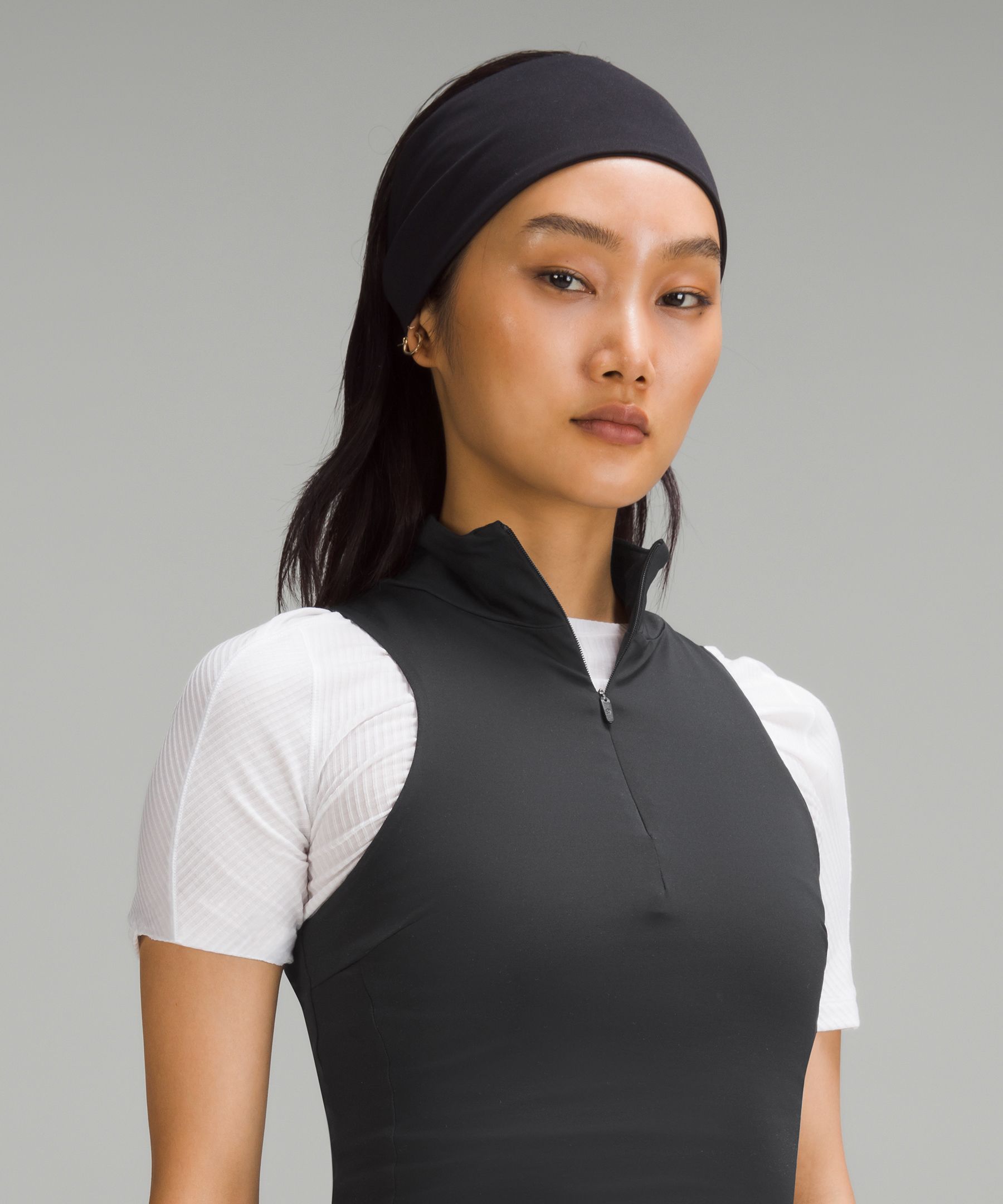 Tight-Fit Lined Half-Zip Tank Top