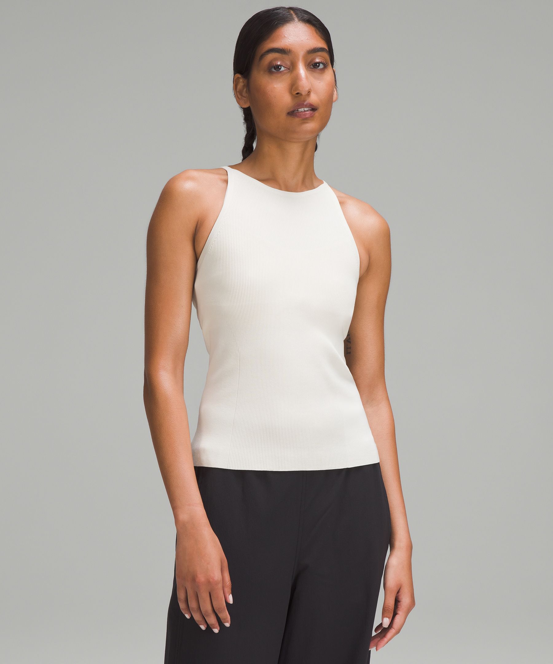 Buy Gap Grey Seamless Rib Cropped Halter Vest from the Next UK online shop