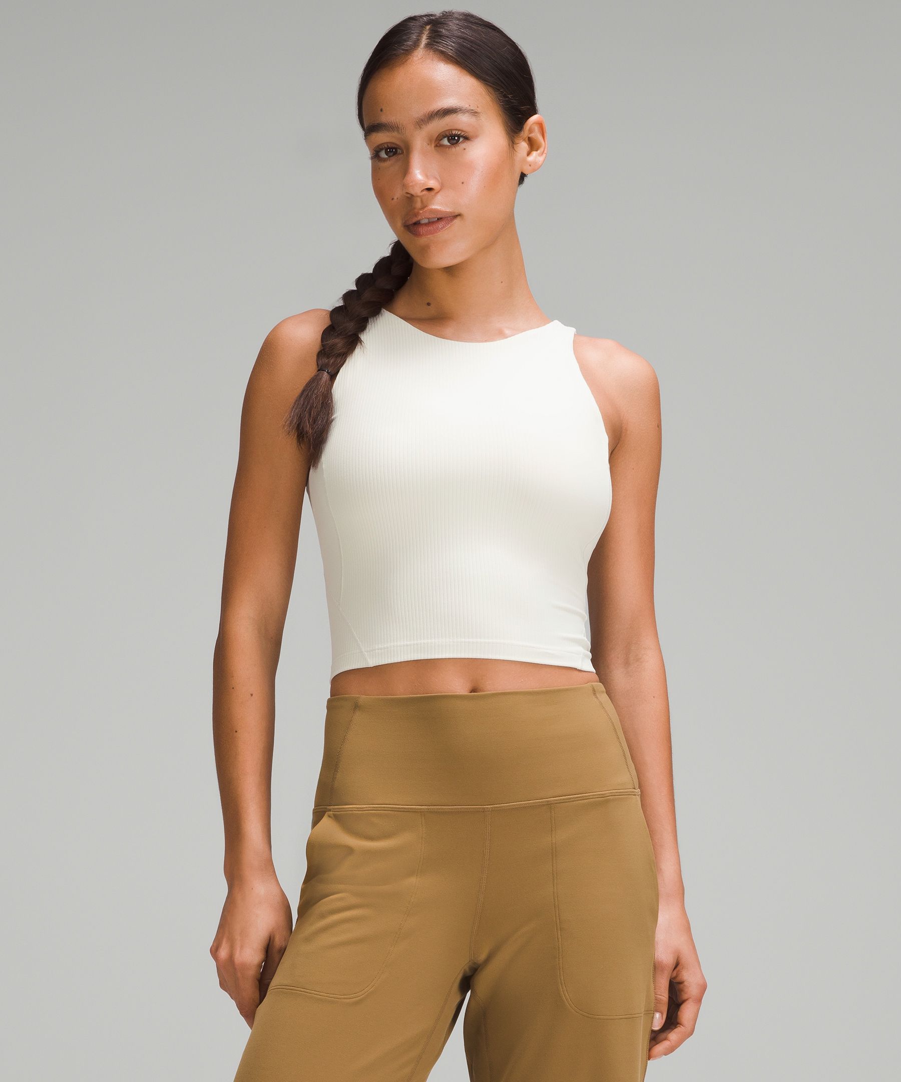 Ribbed high sale neck crop top