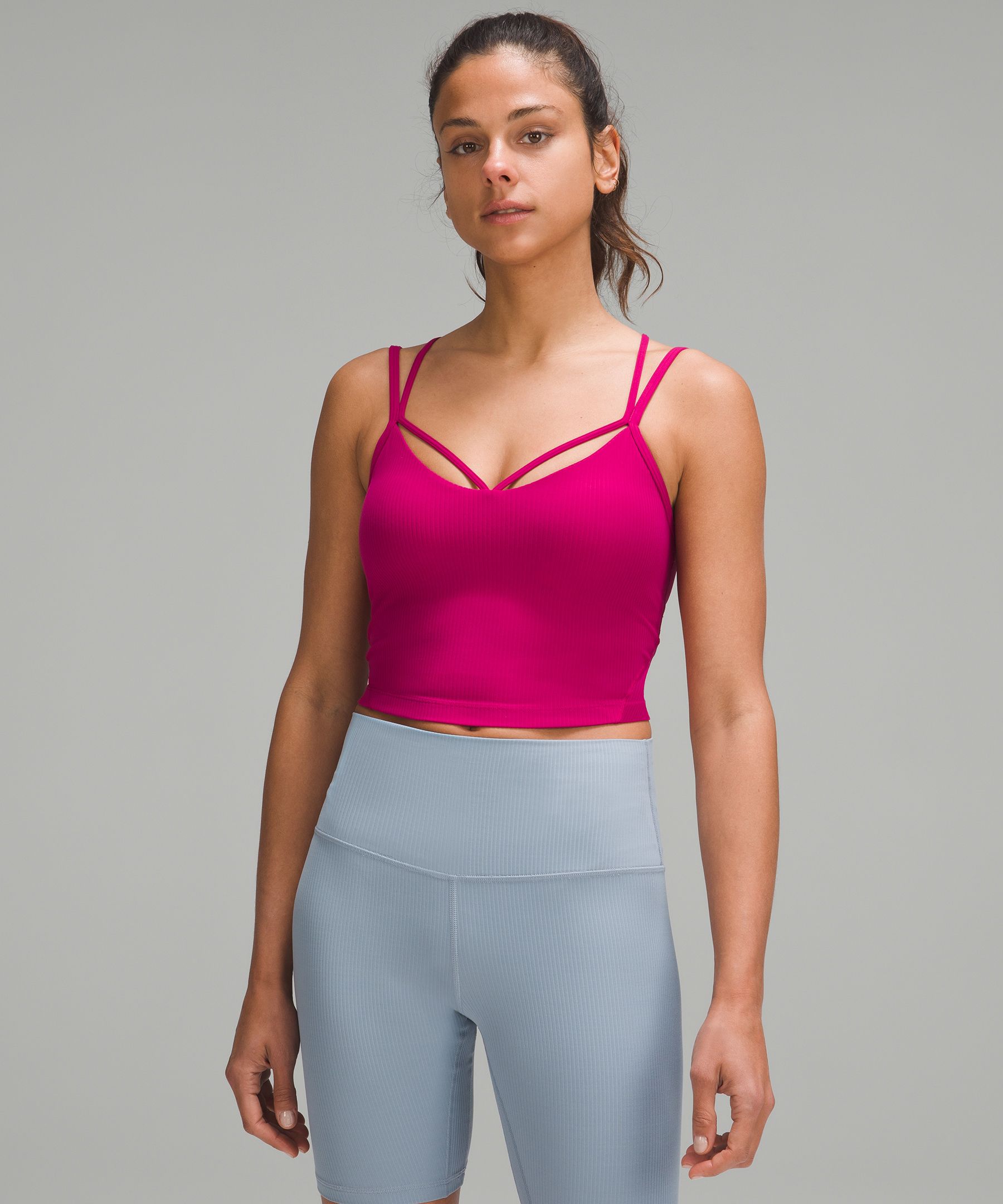 Oh my gosh the new align ribbed strappy tank from lululemon is so cute, align tank strap cross