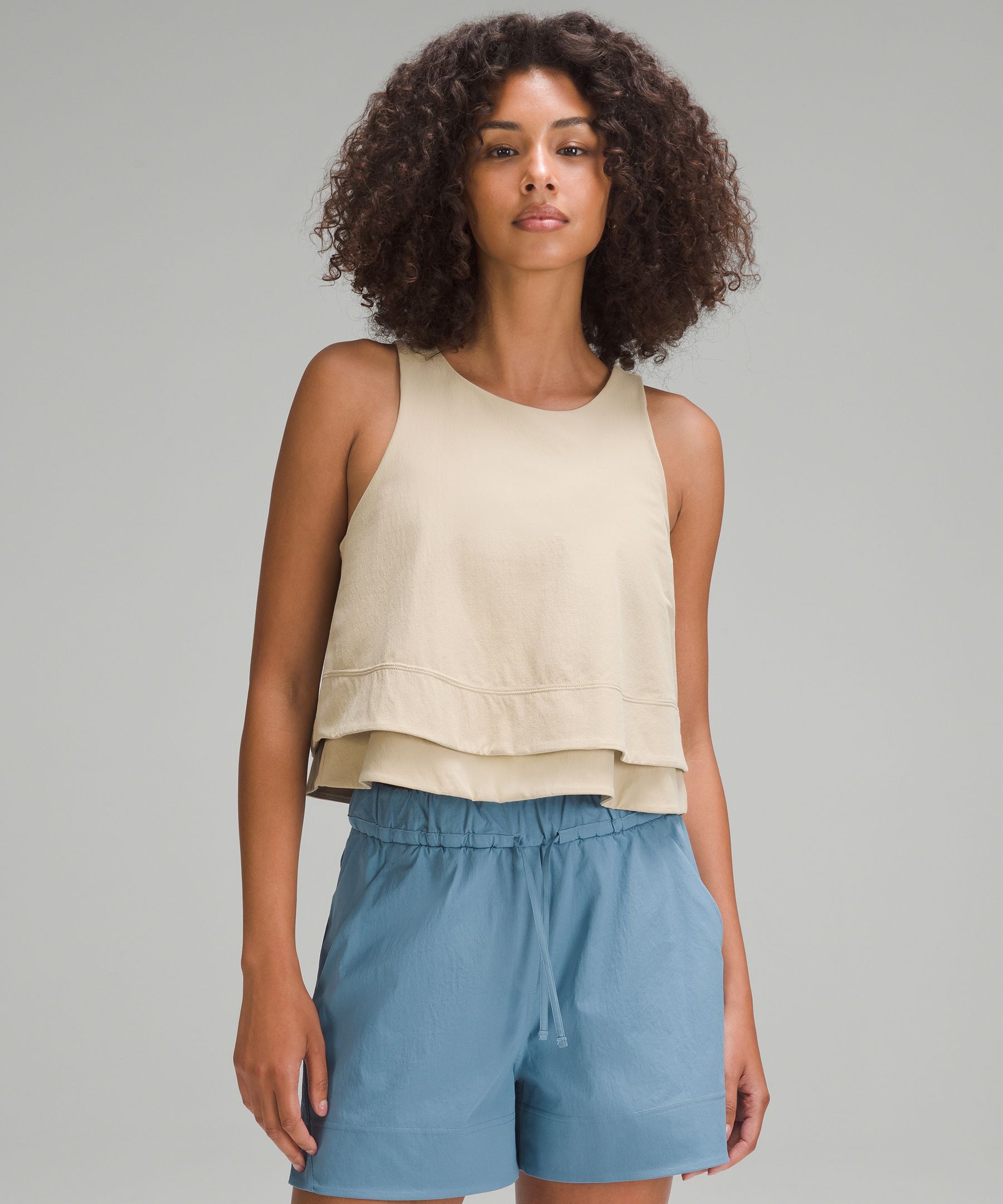 Stretch Woven Relaxed-Fit Tank Top