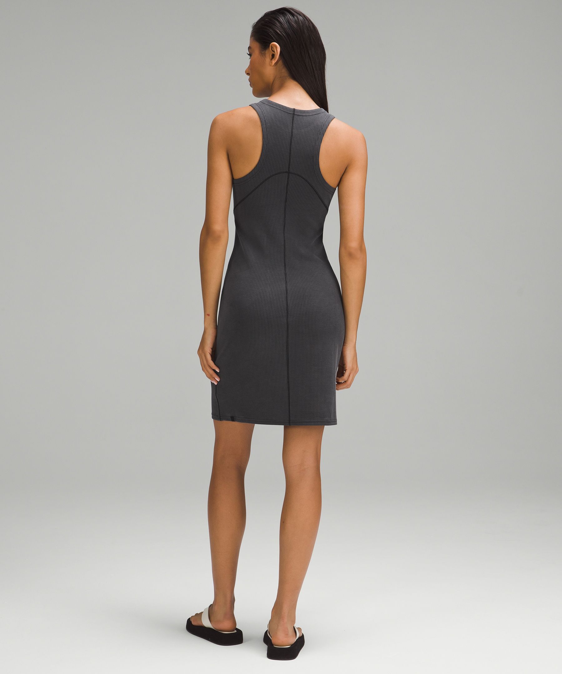 Womens Skims black Cotton-Blend Rib-Knit Tank Dress