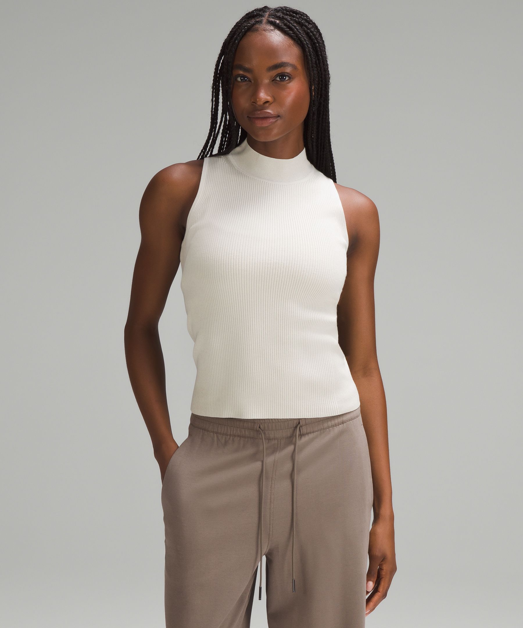 Ribbed Wool-Silk-Blend Tank Top