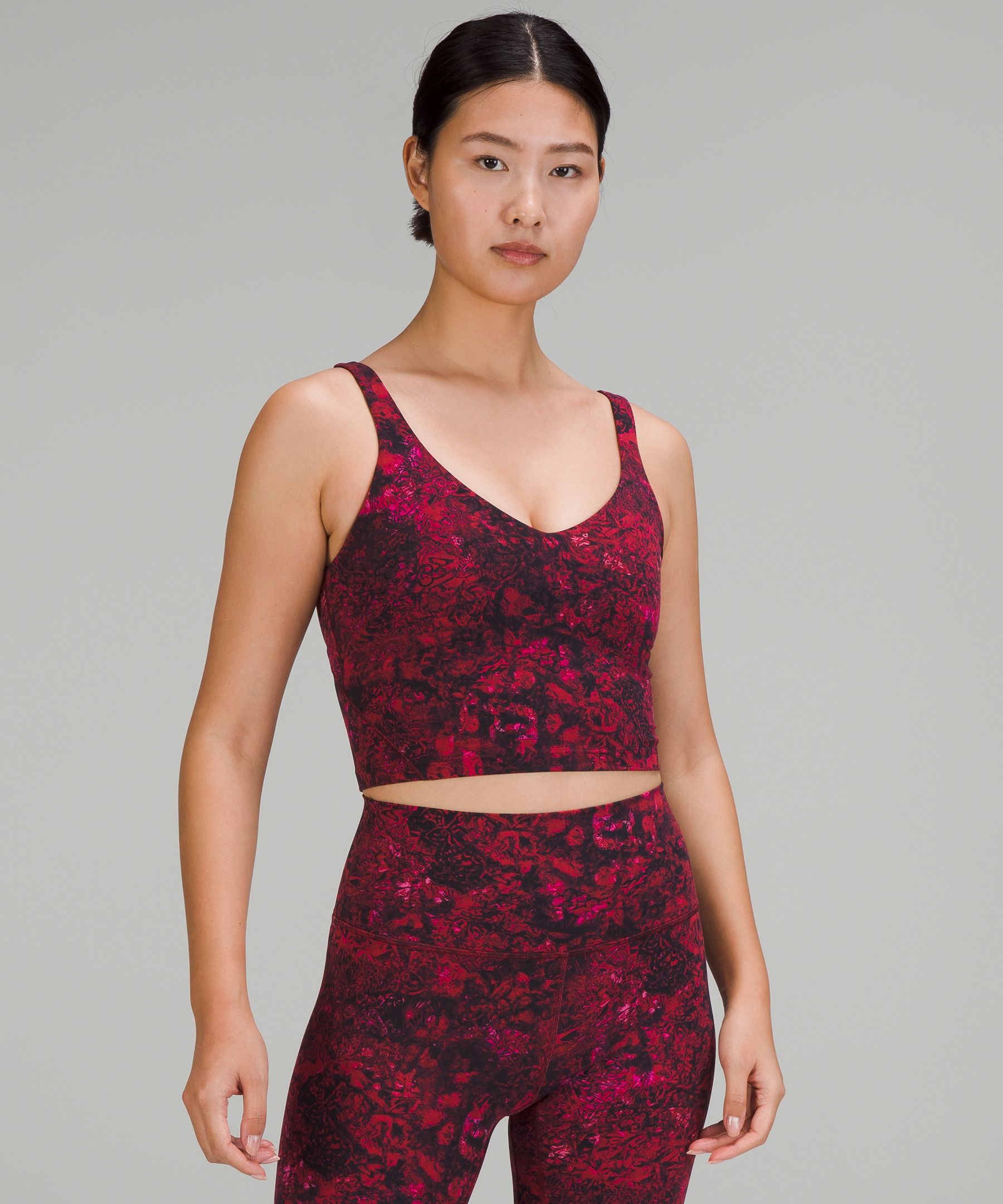 NWT Lululemon Lunar New Year Align Cropped Tank Top Dark Red Gold Size 4