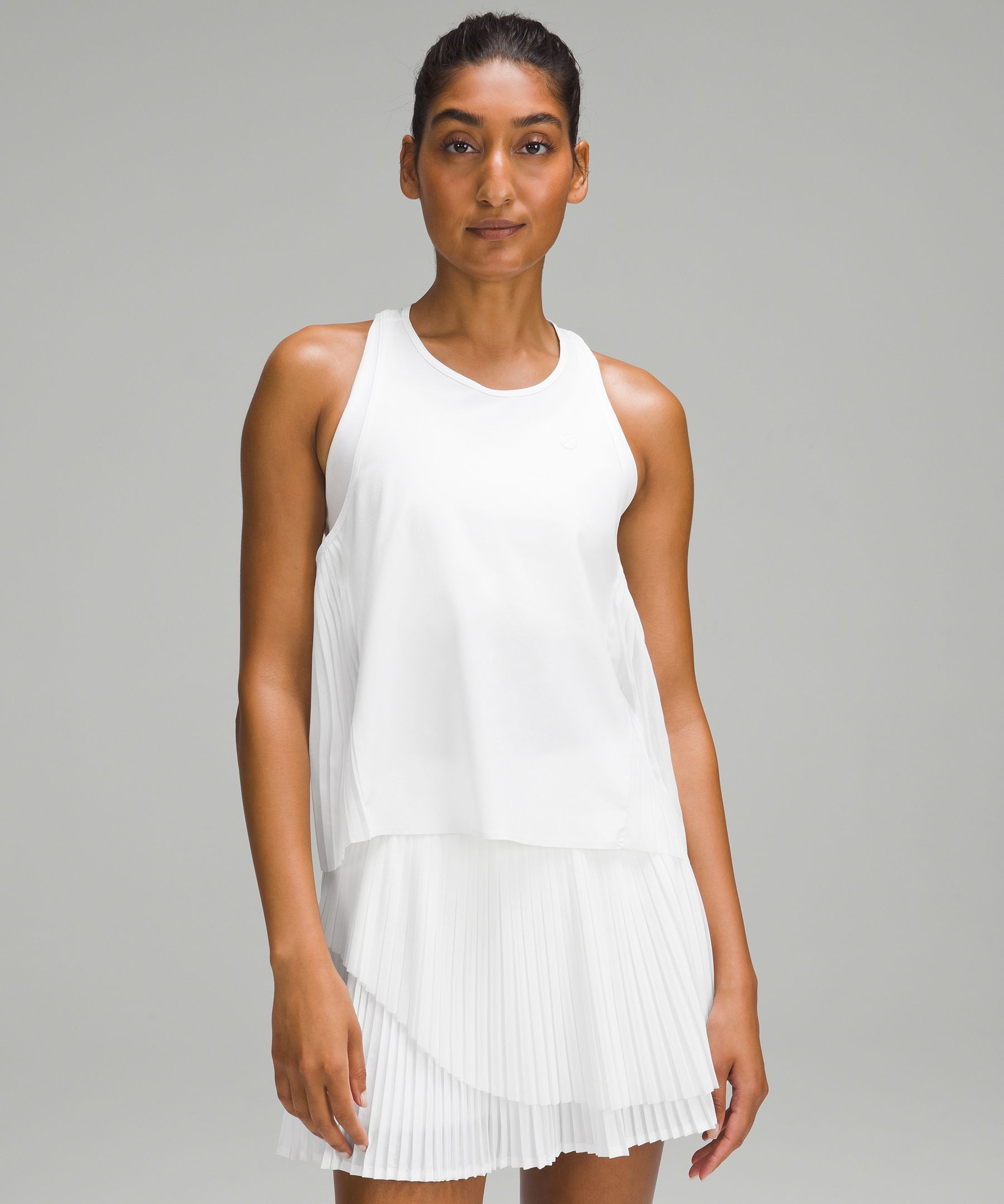 Asymmetrical Pleated Layer Tank Top, Tank Tops