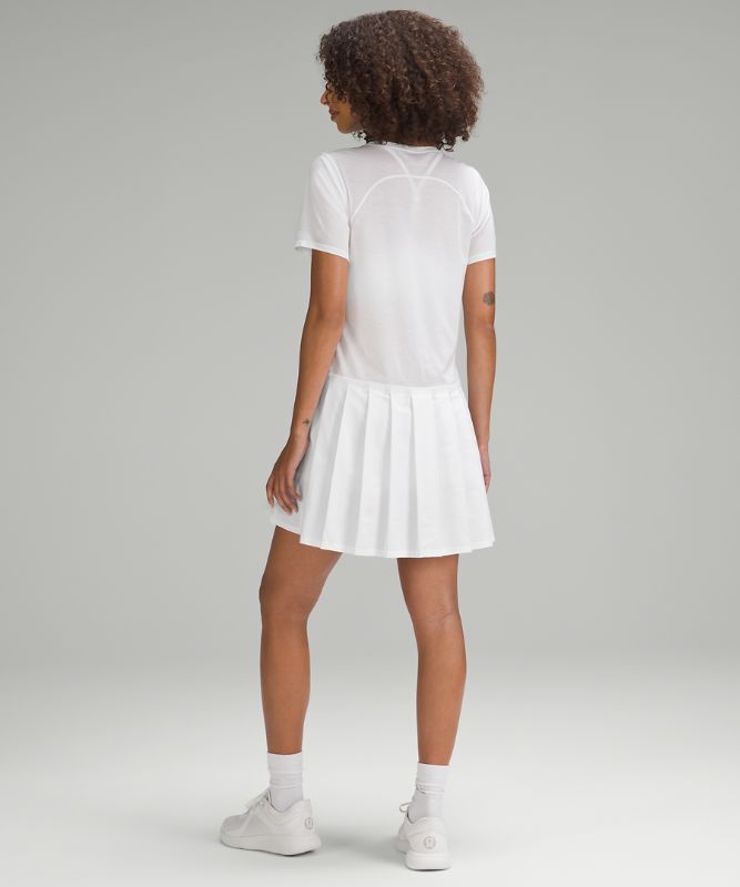 Pleated Short-Sleeve Dress