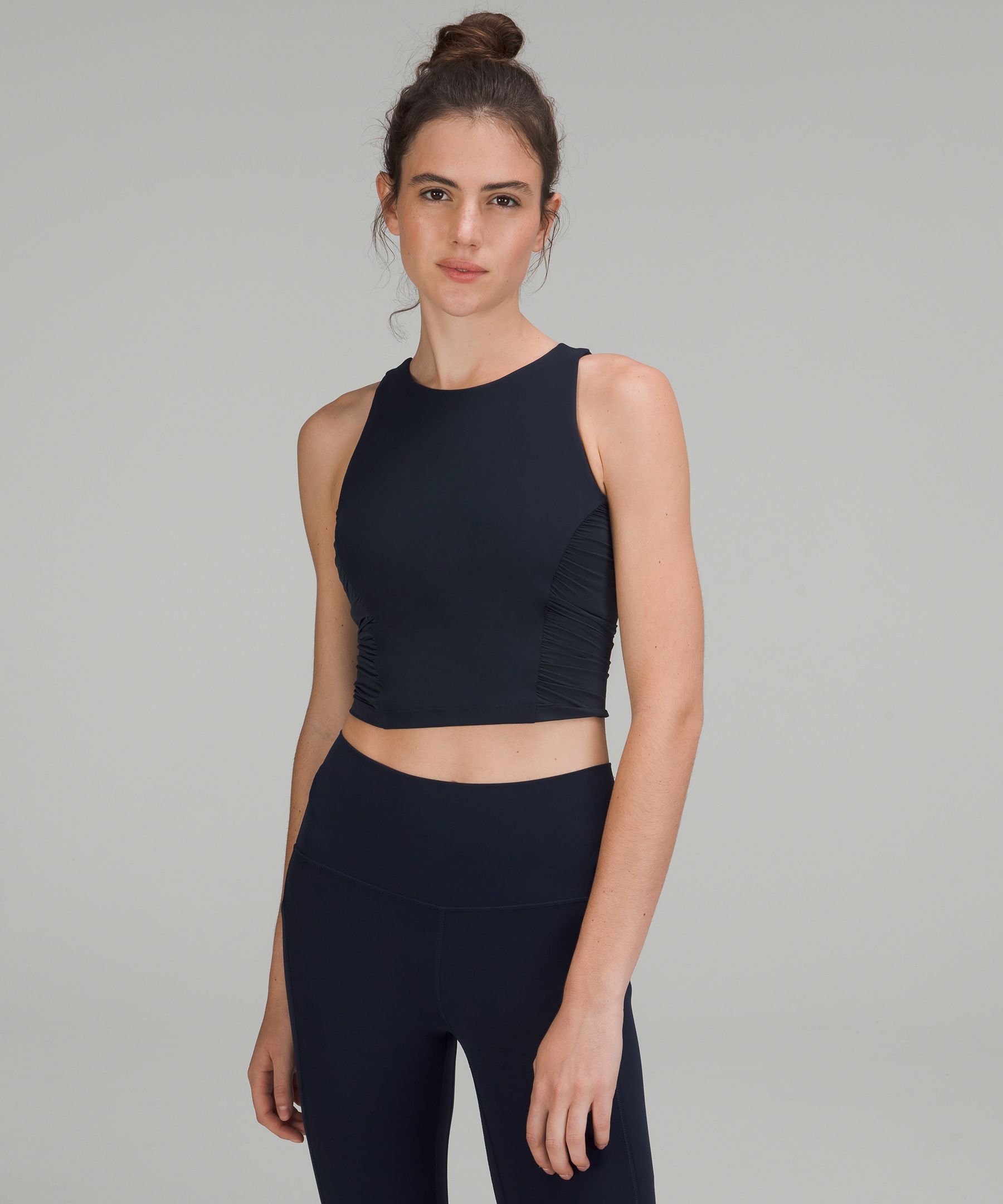 Plus Ruched Mesh Racer Tank Top