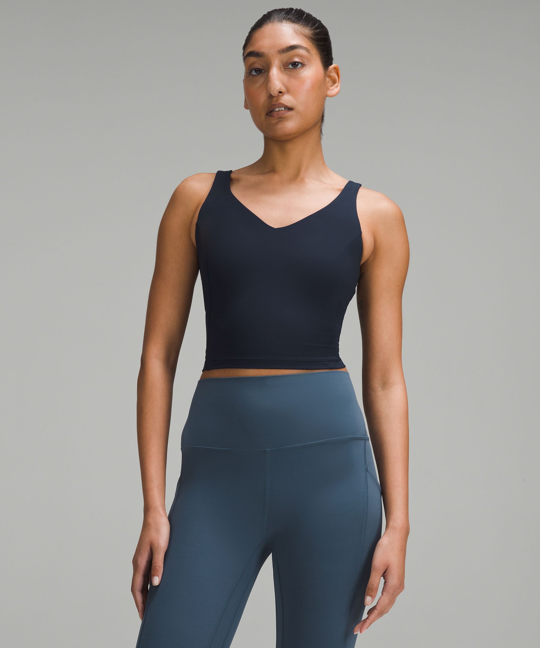 Received my Align tank (size 10) today. Not sure how I feel about it. Would  love some honest feedback! Bottoms are Align Joggers Lunar Rock and Black ( size 10). : r/lululemon