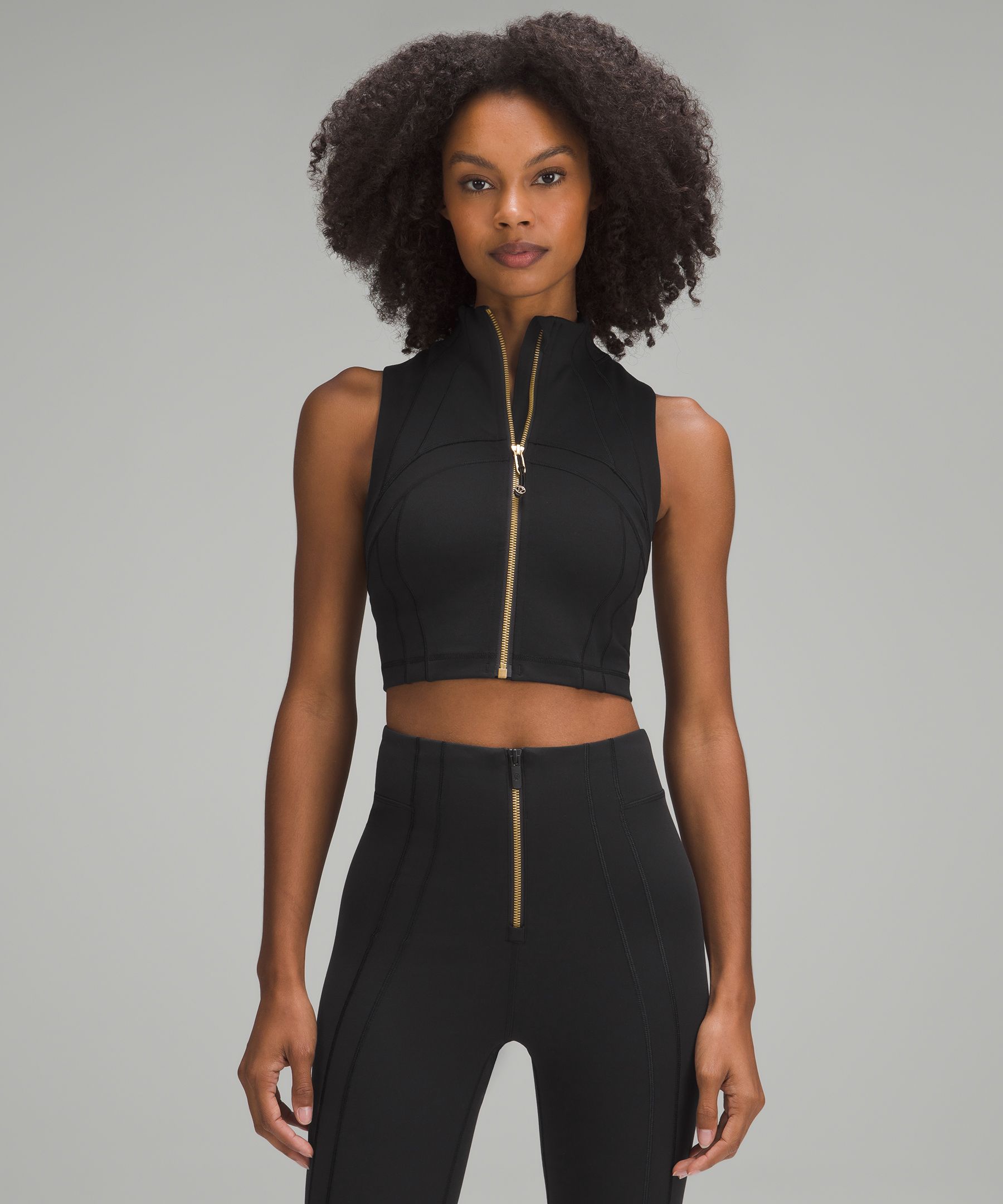 Black zip front crop top new arrivals