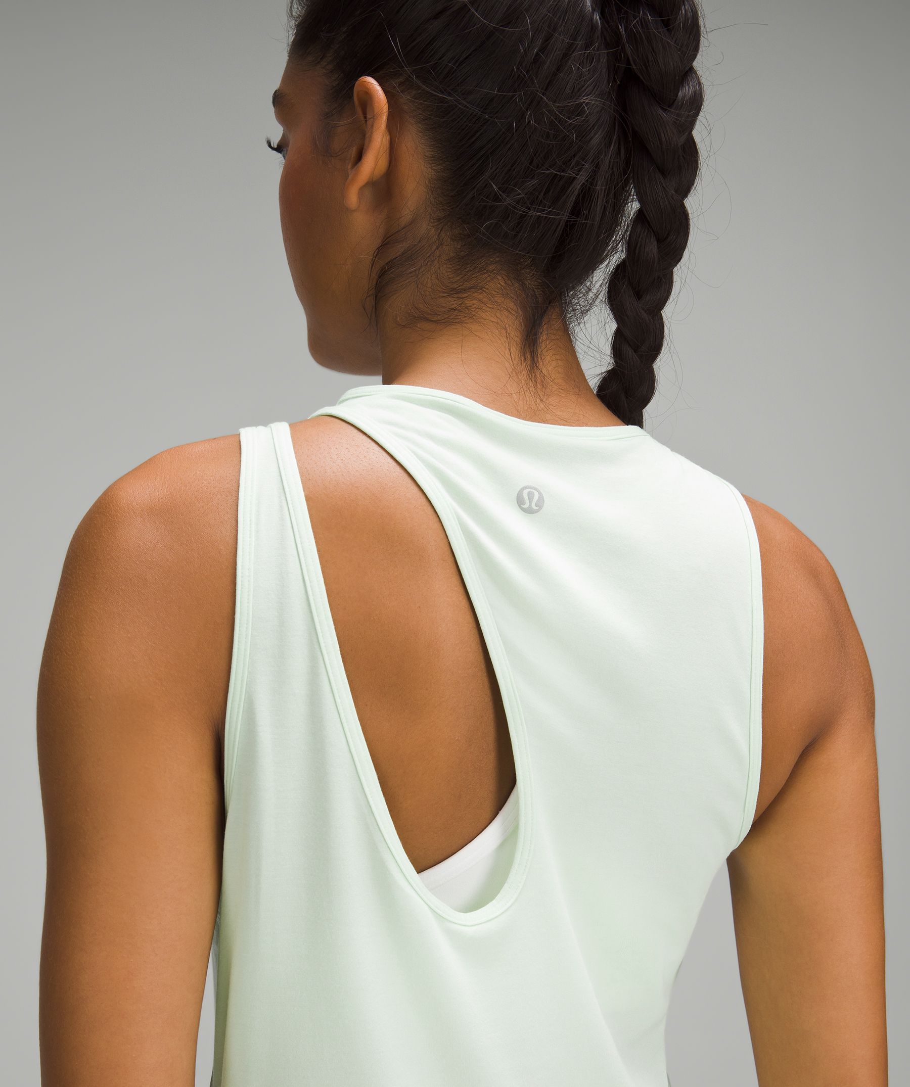 Size 6 NWT Lululemon Shoulder Cut-Out Yoga T-Shirt in Bone (off white)