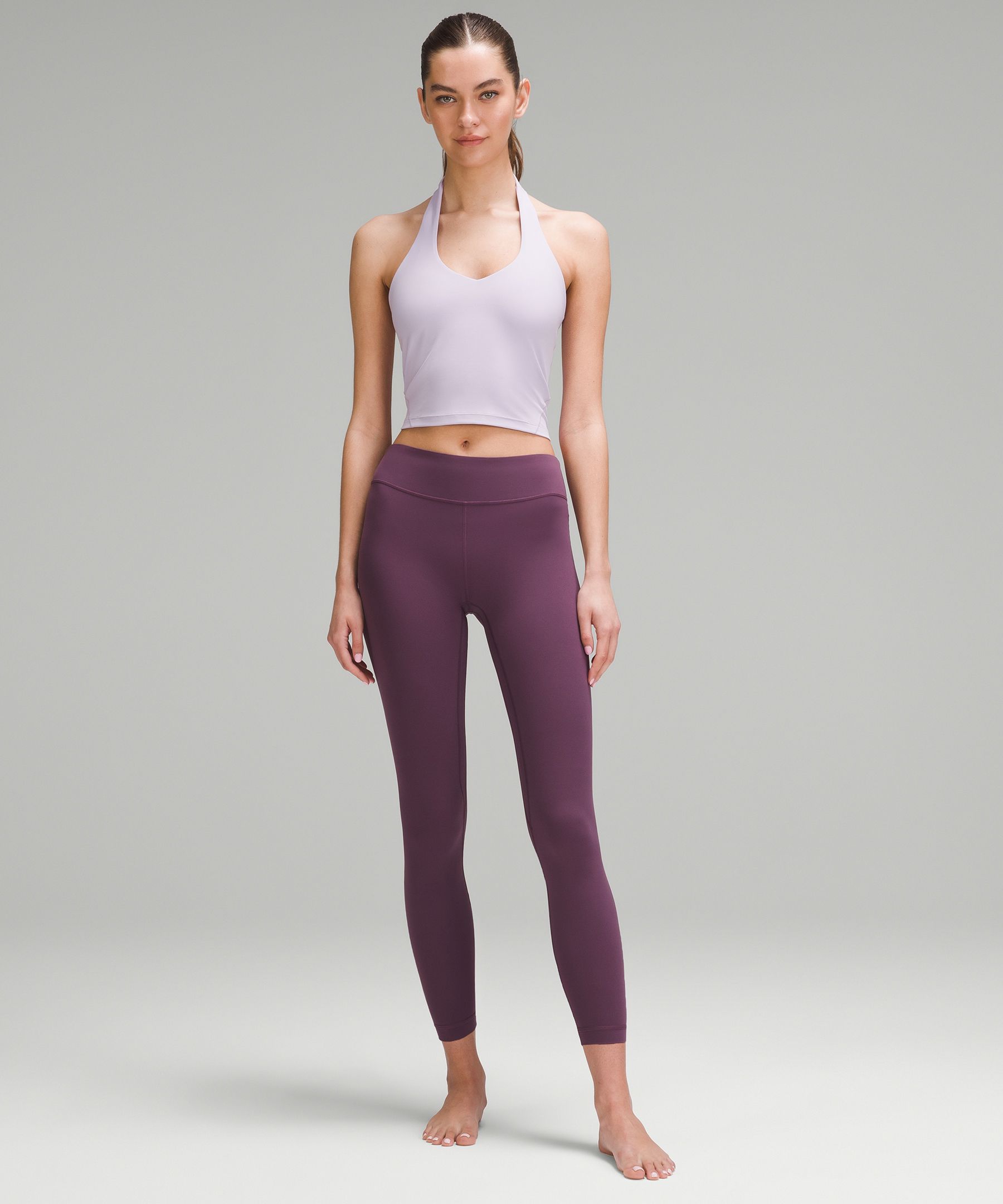 Really love the align halter tops! And decided to try 4 in aligns and love  them too! Align halter in true navy (4), align 4in short in dark lavender  (4) : r/lululemon