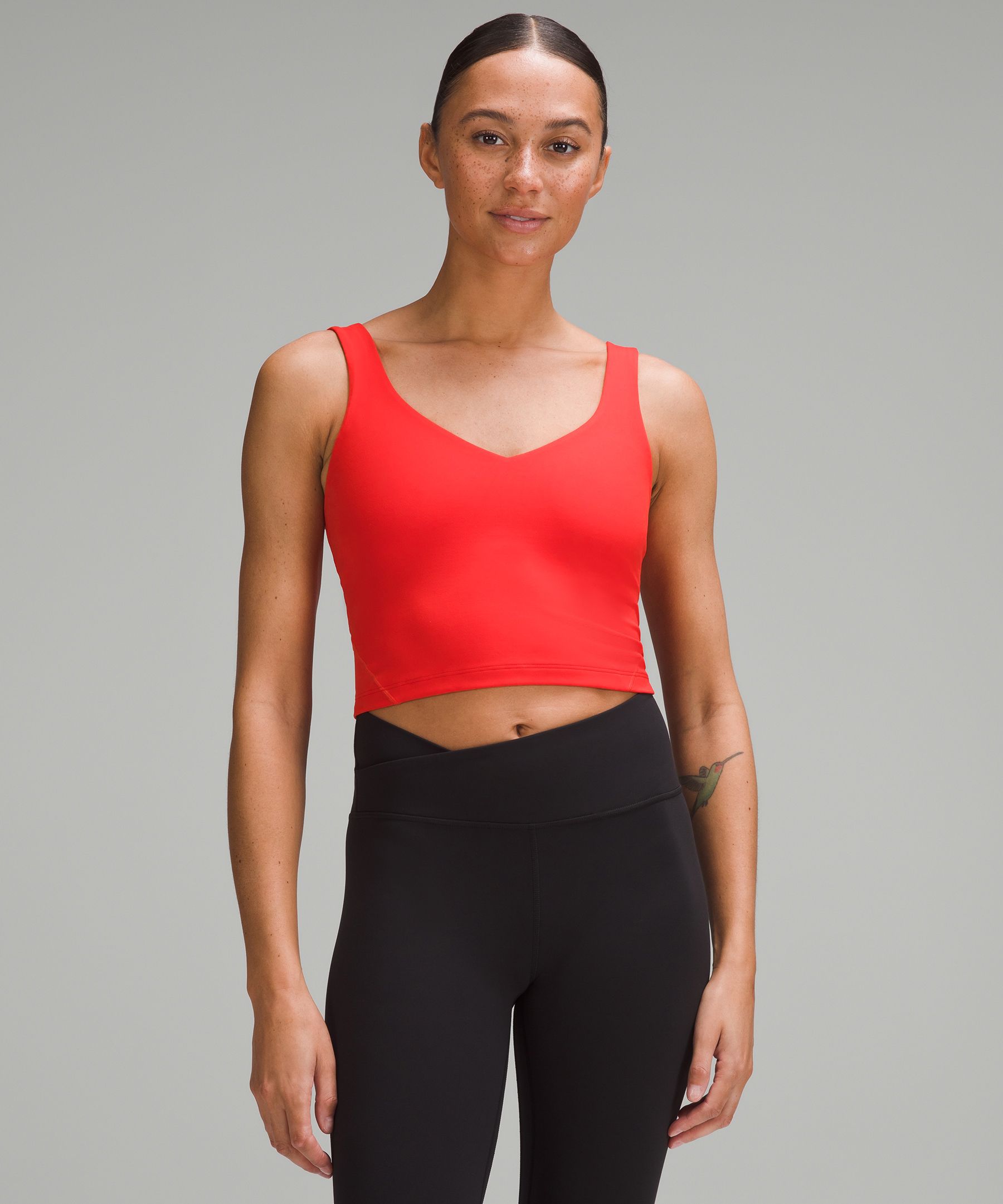 lululemon athletica, Tops, Lululemon Align Cropped Tank Top Spray Leaf  Fireside Red Multi