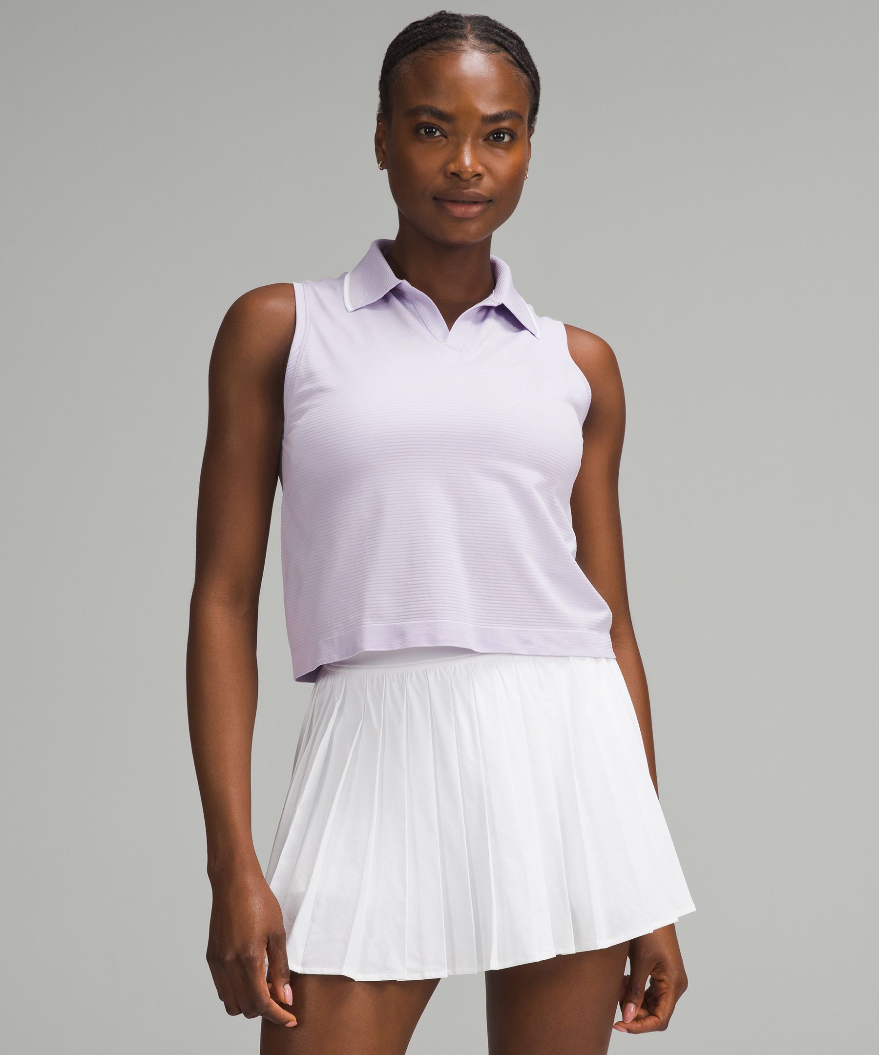 Shop Lululemon Swiftly Tech Sleeveless Polo Shirt Colour Tip