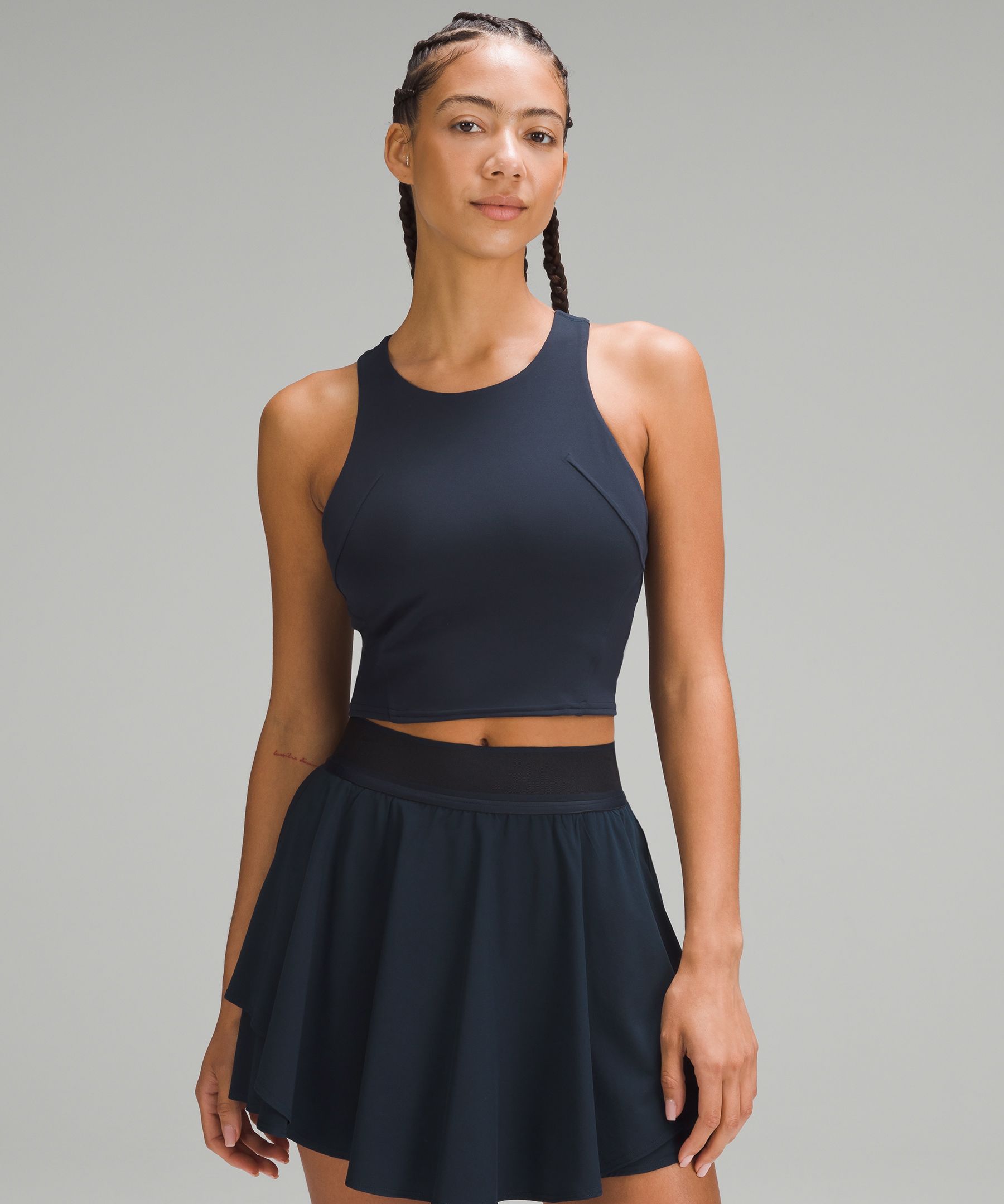 Wunder Train Strappy Tank Top (6) Medium Forest, Court Rival Skirt *Long  (4) Lip Gloss. : r/lululemon