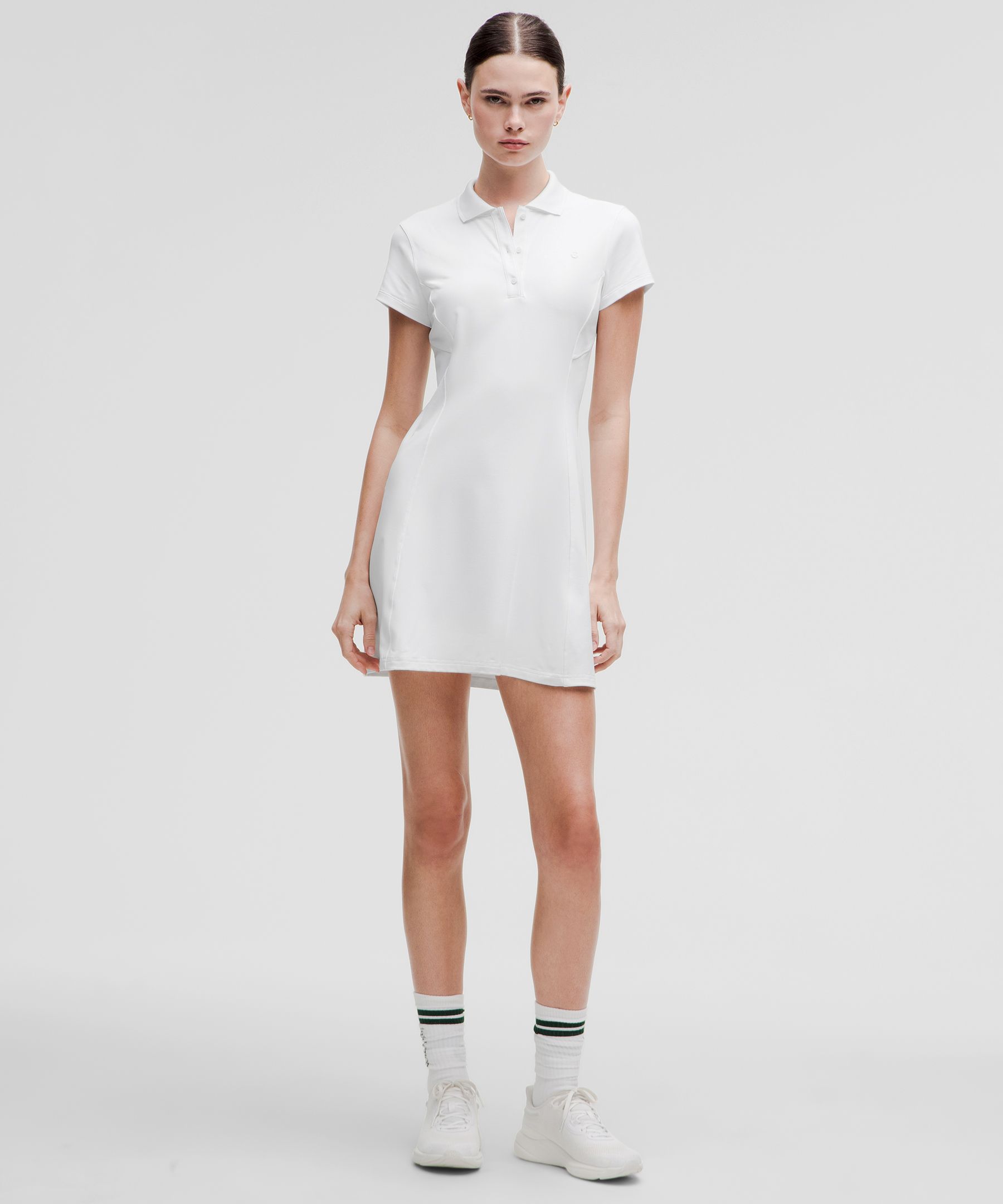 Short-Sleeve Polo Dress - White