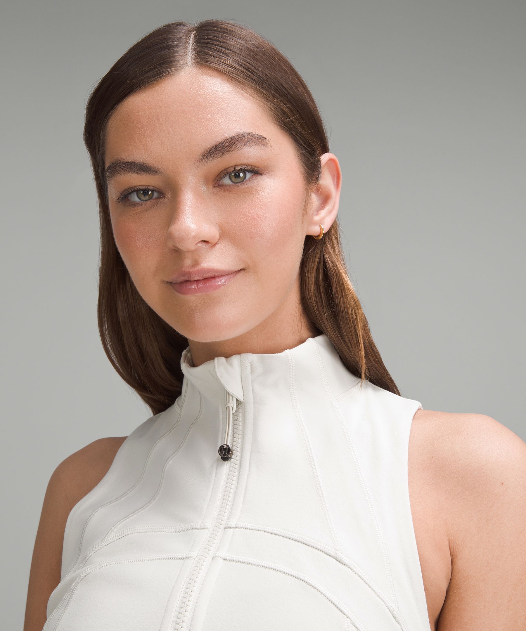 Lululemon Define Cropped Full-zip Tank Top In White