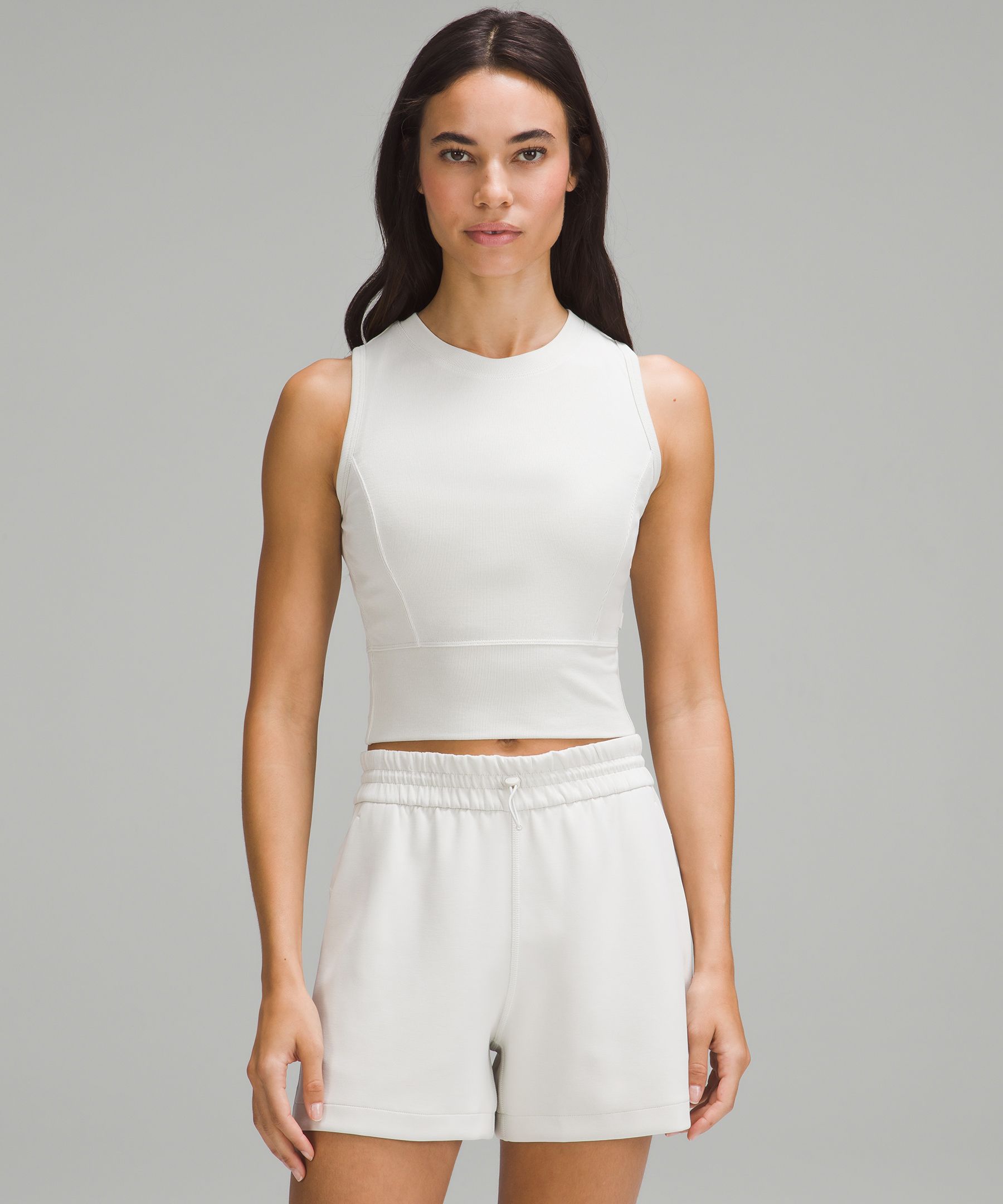 Sporty Notion Ribbed Tank Top White