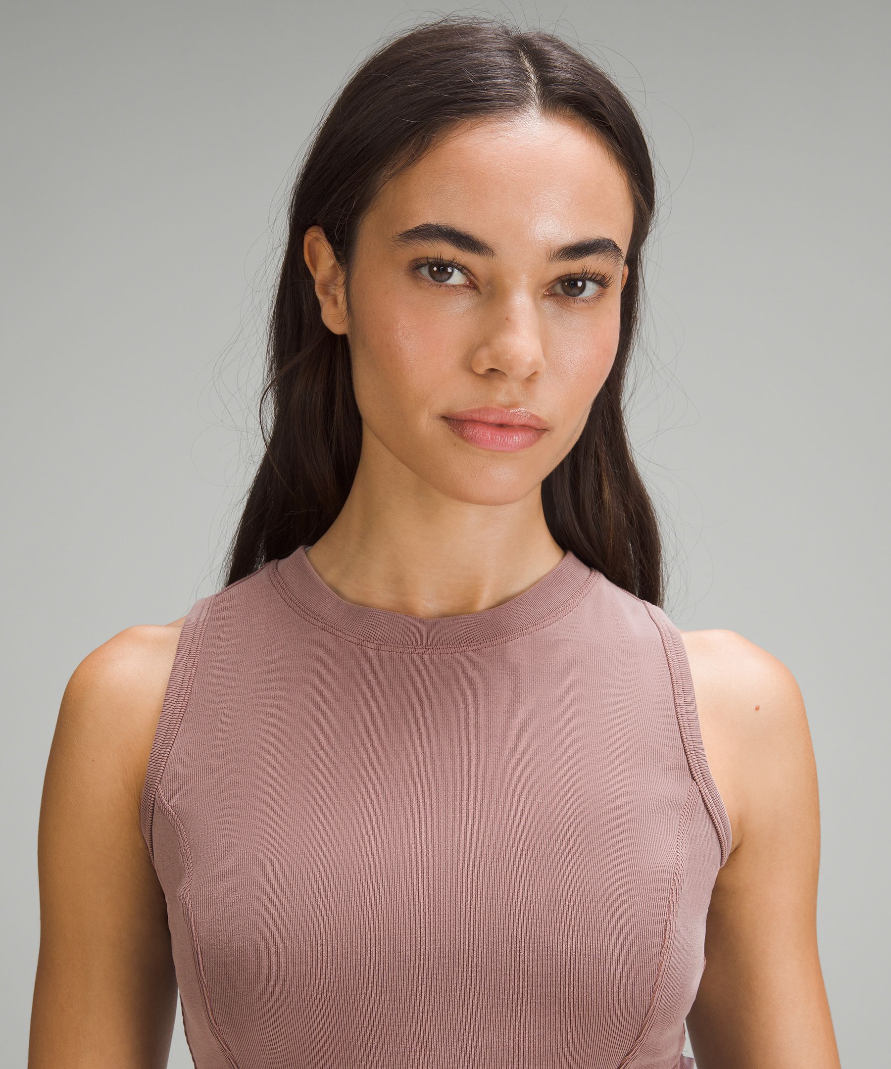 Let's Get Away Taupe Knit Twist Back Tank Top