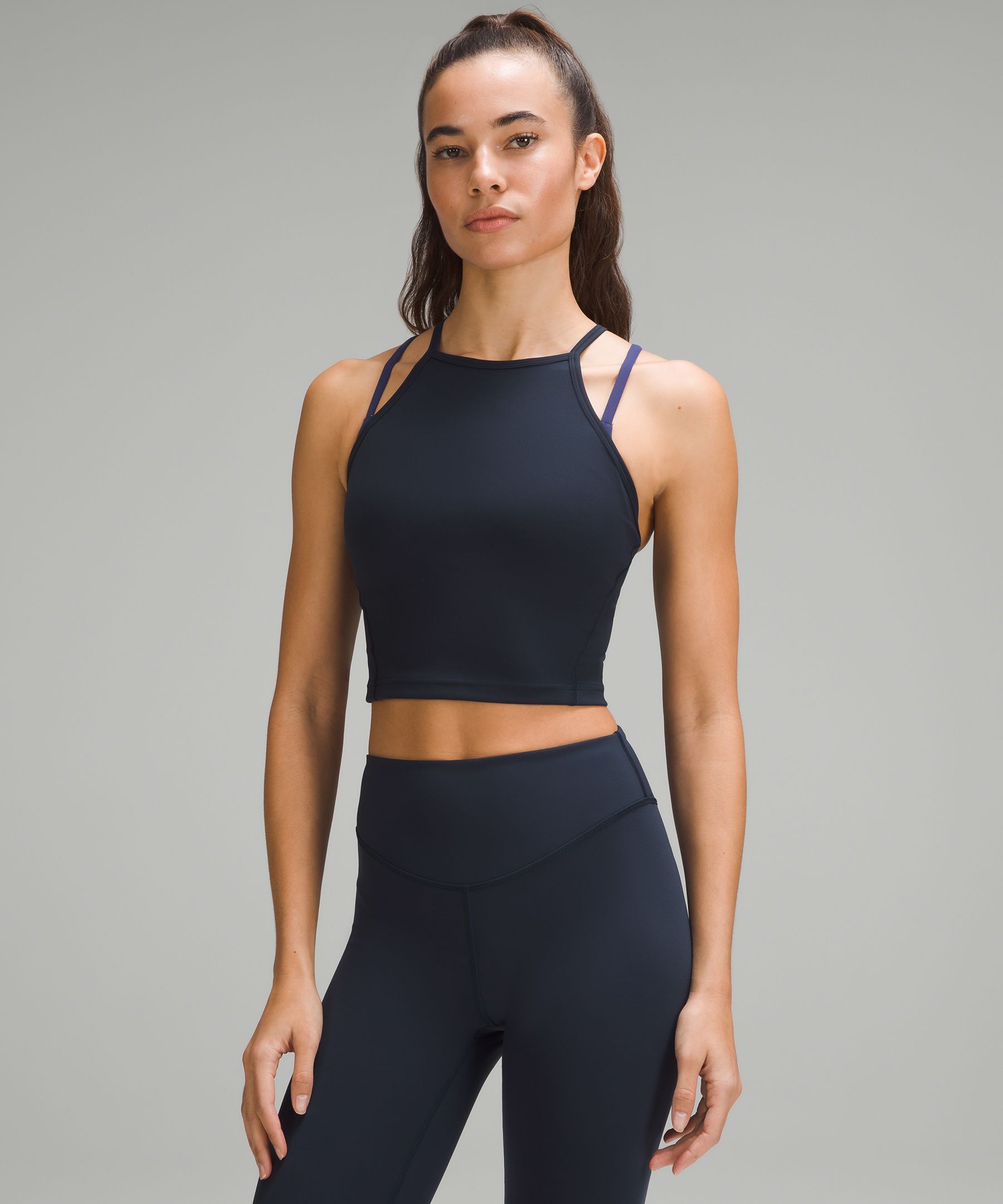 Lululemon Halter Top-Criss Cross Back-Black/Blue