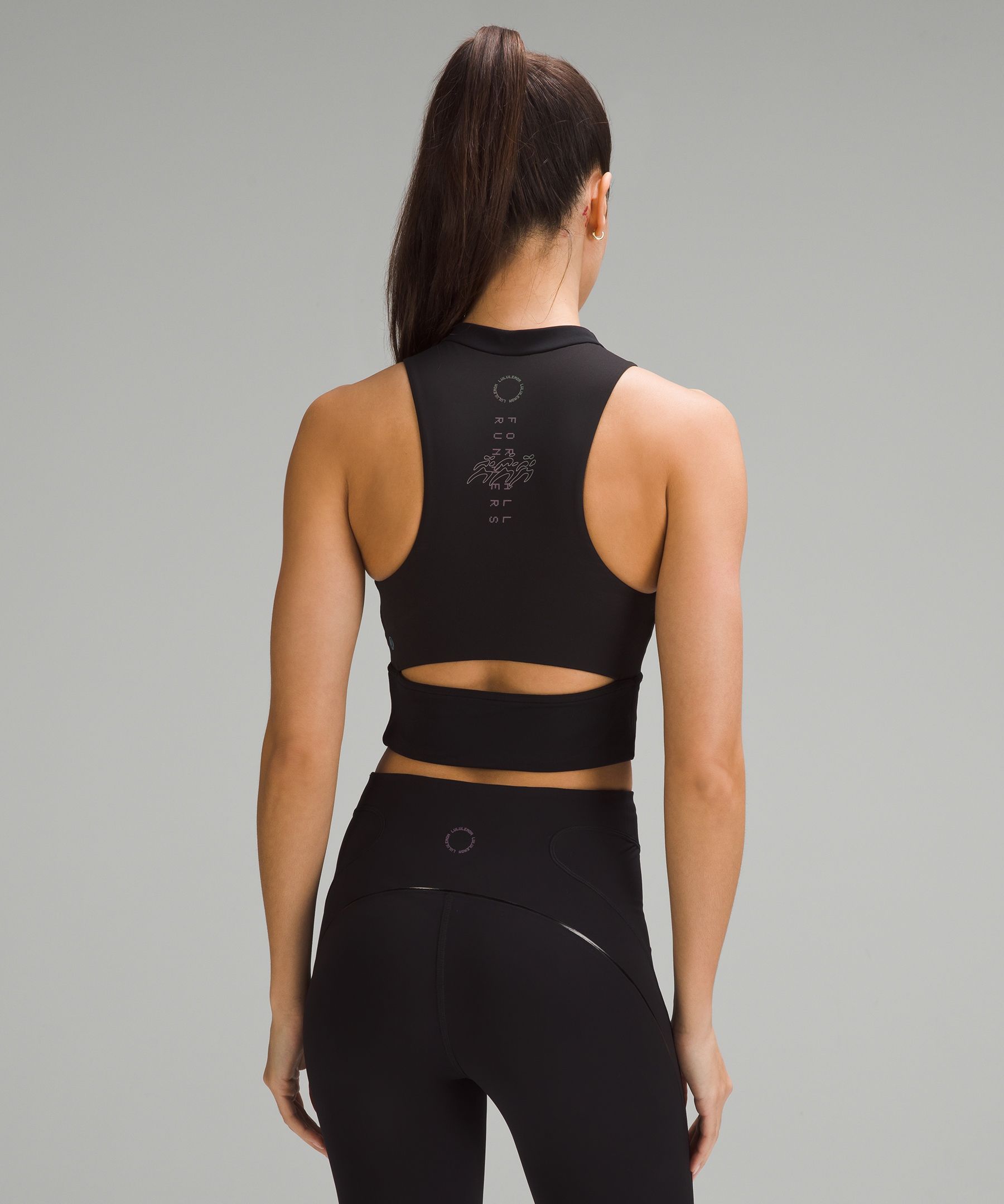 Shop Lululemon Nulux Cropped Half-zip Track Tank Top