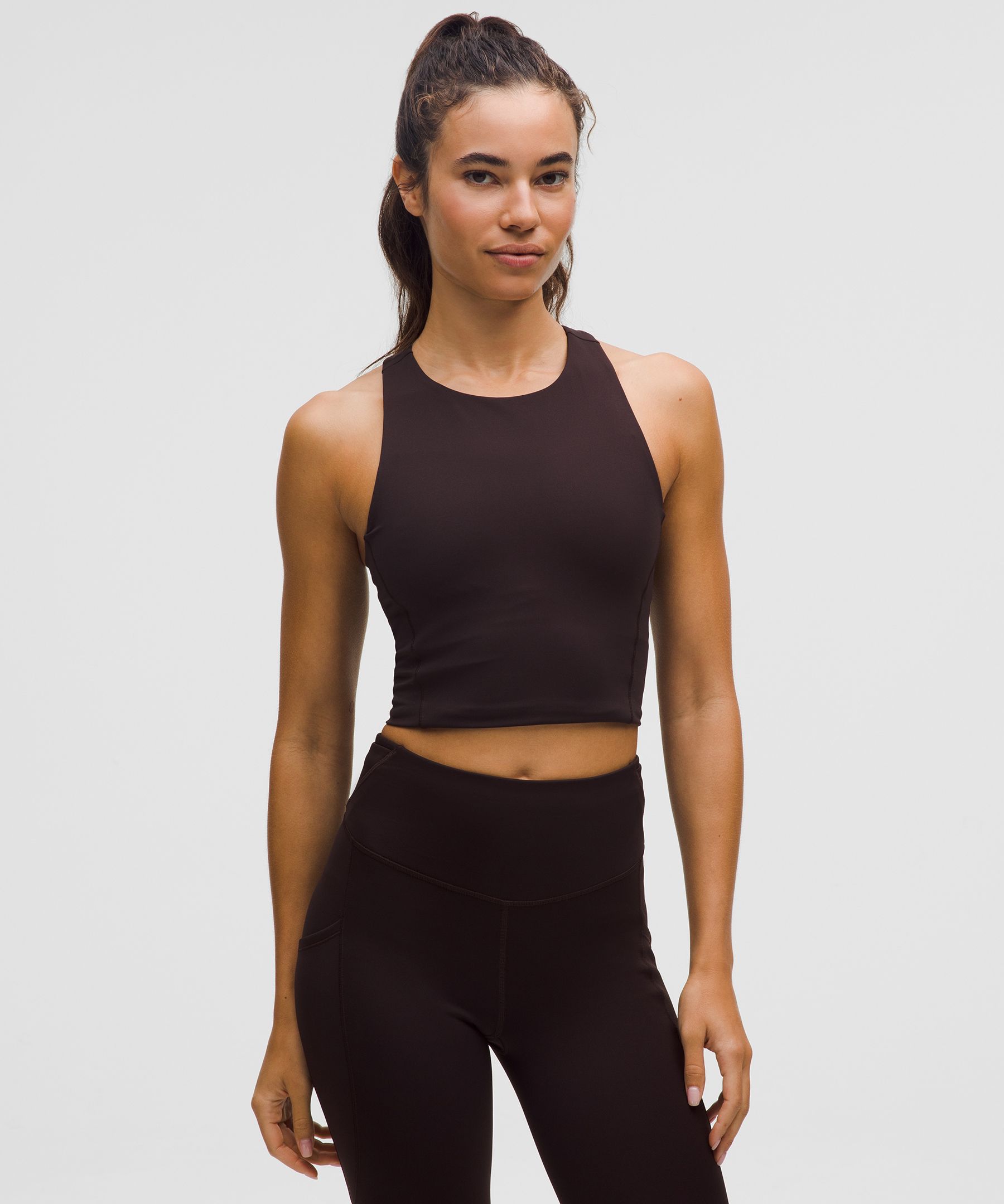 Lululemon Swift Speed Cropped Tank Top In Brown