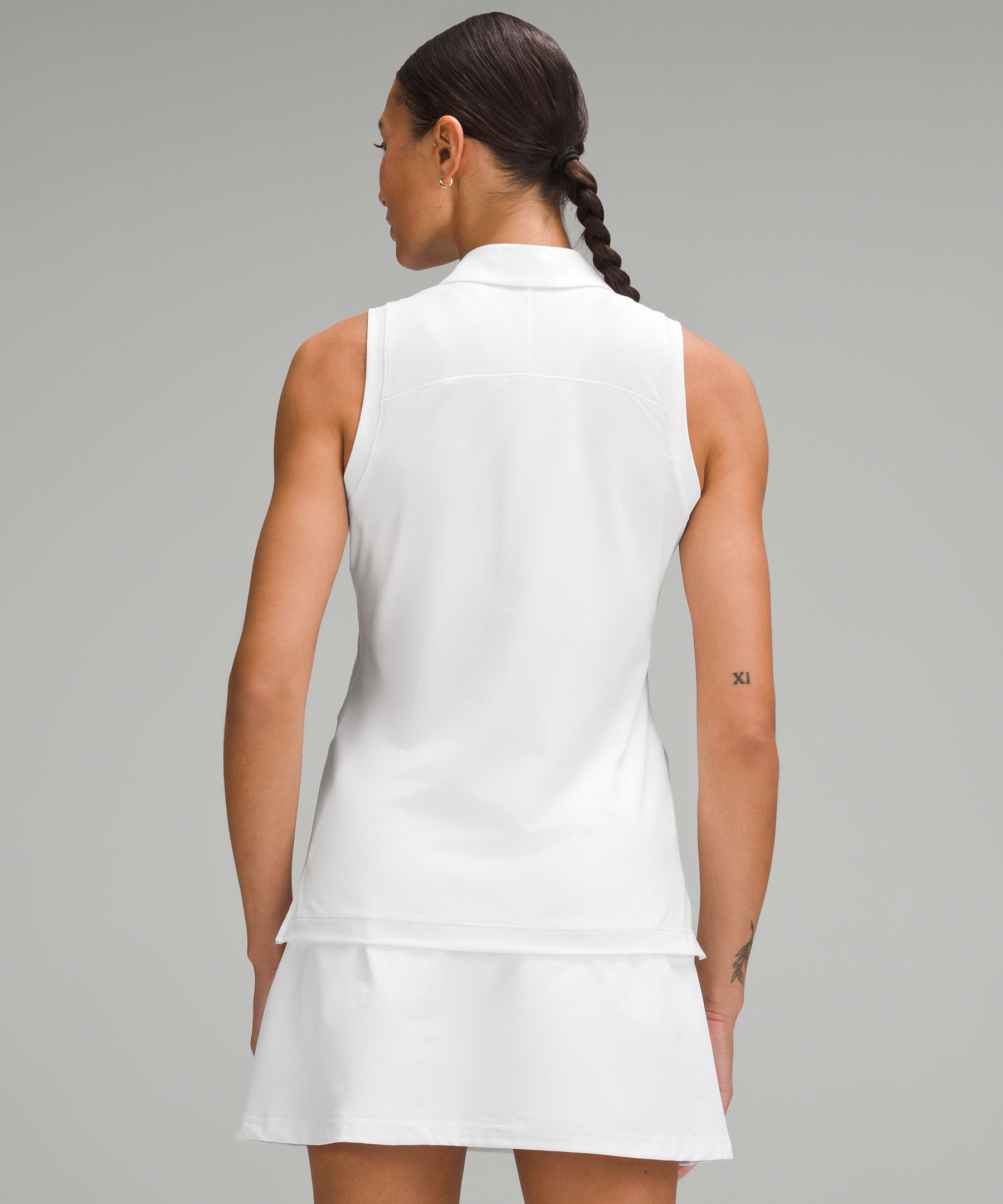 Shop Lululemon Quick Dry Sleeveless Polo Shirt Straight Hem